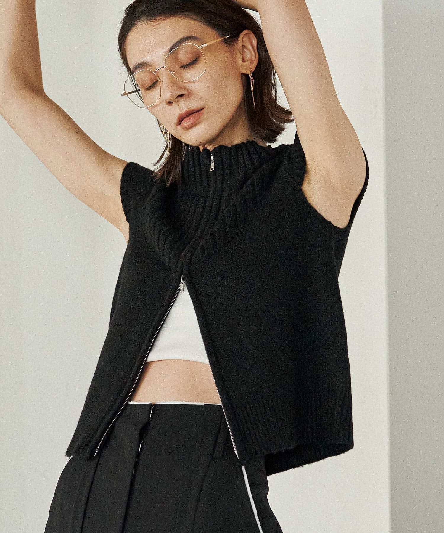 CAPRICIEUX LE'MAGE】ミニスリーブZIPニット | OUTLET(アウトレット