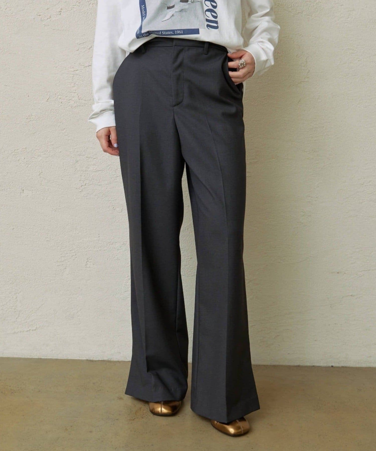 OUTLET(アウトレット) 【Omekashi】サイドベンツフレアパンツ