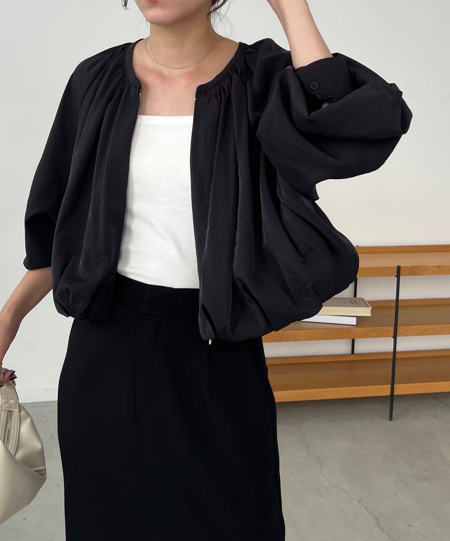 OUTLET(アウトレット) 【CAPRICIEUX LE'MAGE】ノーカラーラウンドブルゾン