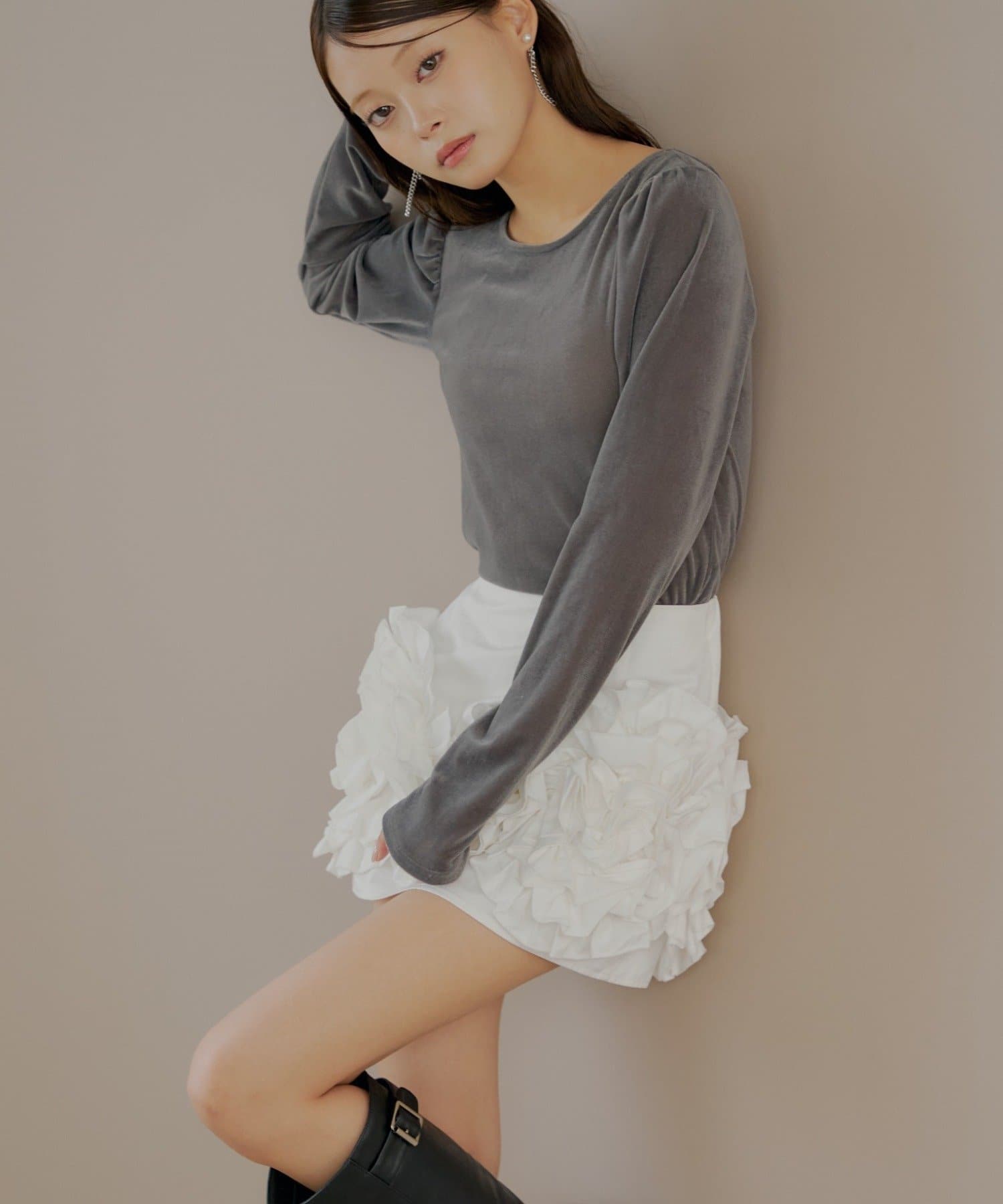 OUTLET(アウトレット) 【Chico】フリルデザインボリュームミニスカート