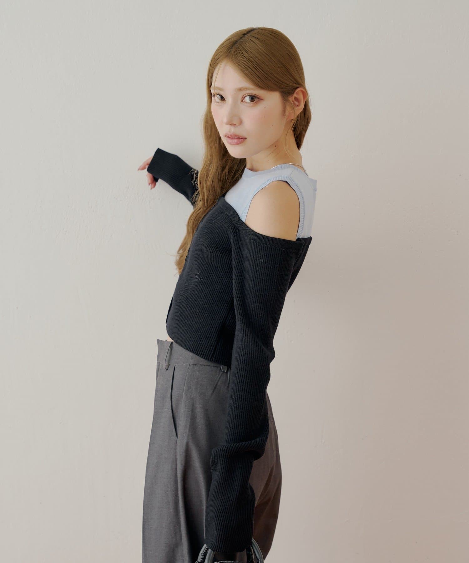 OUTLET(アウトレット) 【Chico】ニットオフショルドッキングニット