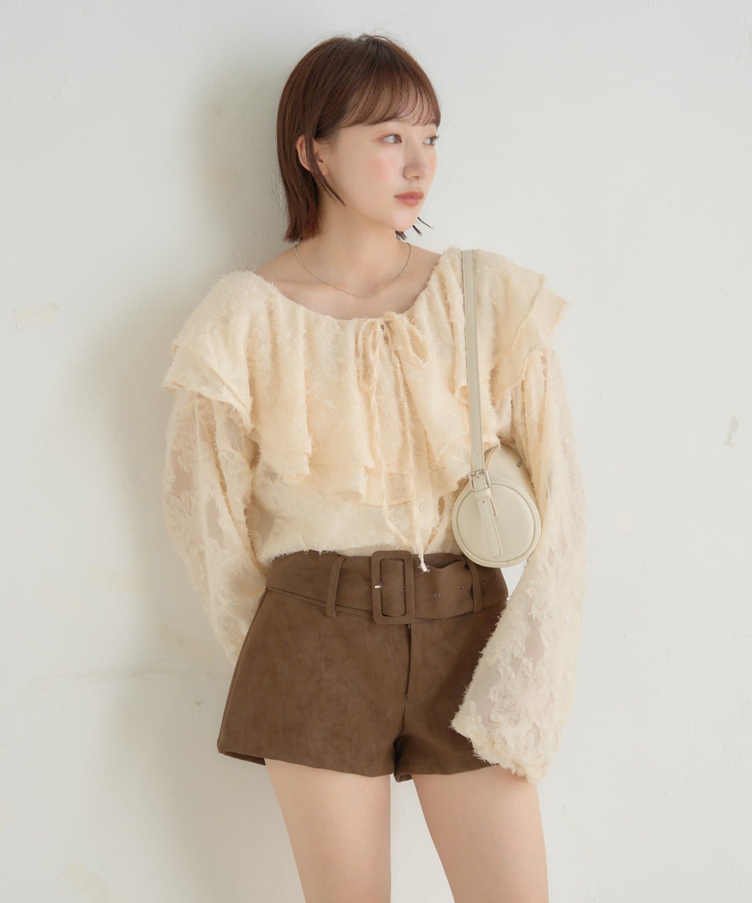 OUTLET(アウトレット) 【mystic】[mline]シャギーフリル ラッフルブラウス