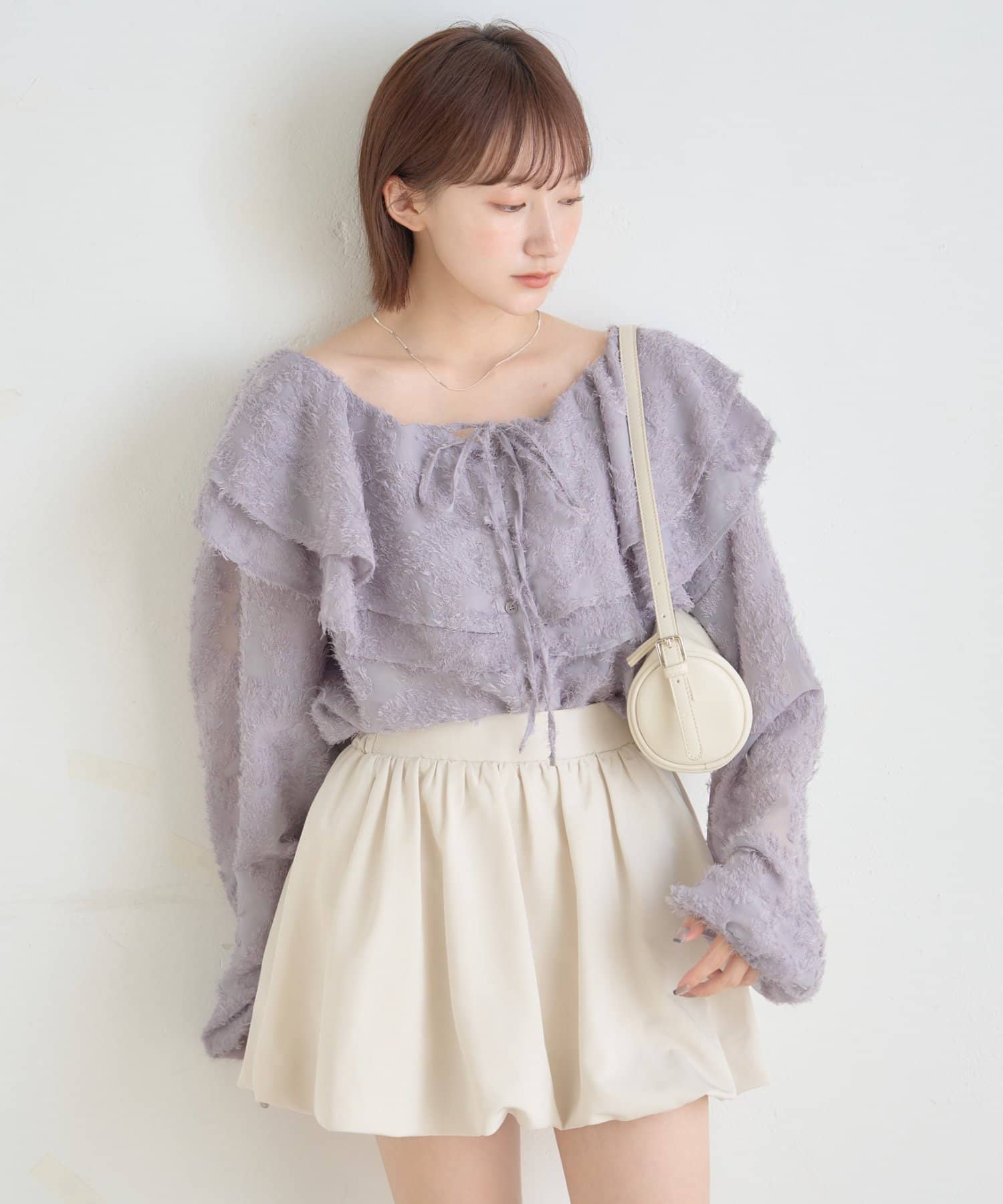 OUTLET(アウトレット) 【mystic】[mline]シャギーフリル ラッフルブラウス