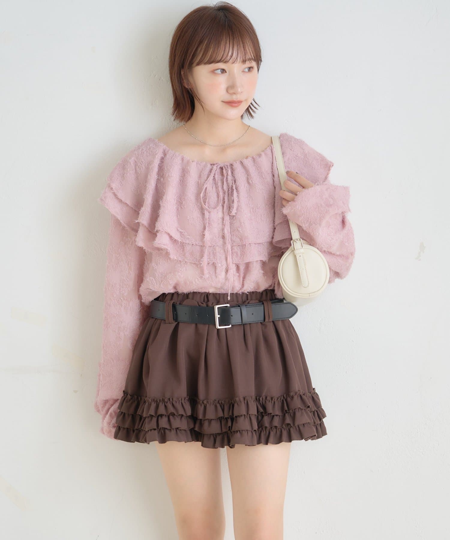 OUTLET(アウトレット) 【mystic】[mline]シャギーフリル ラッフルブラウス