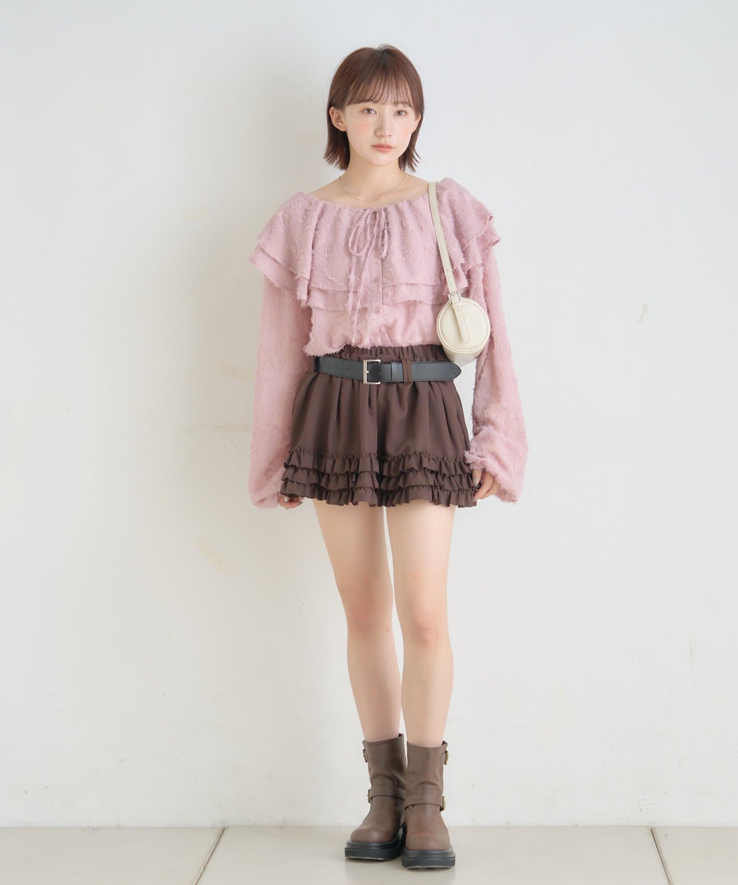 OUTLET(アウトレット) 【mystic】[mline]シャギーフリル ラッフルブラウス