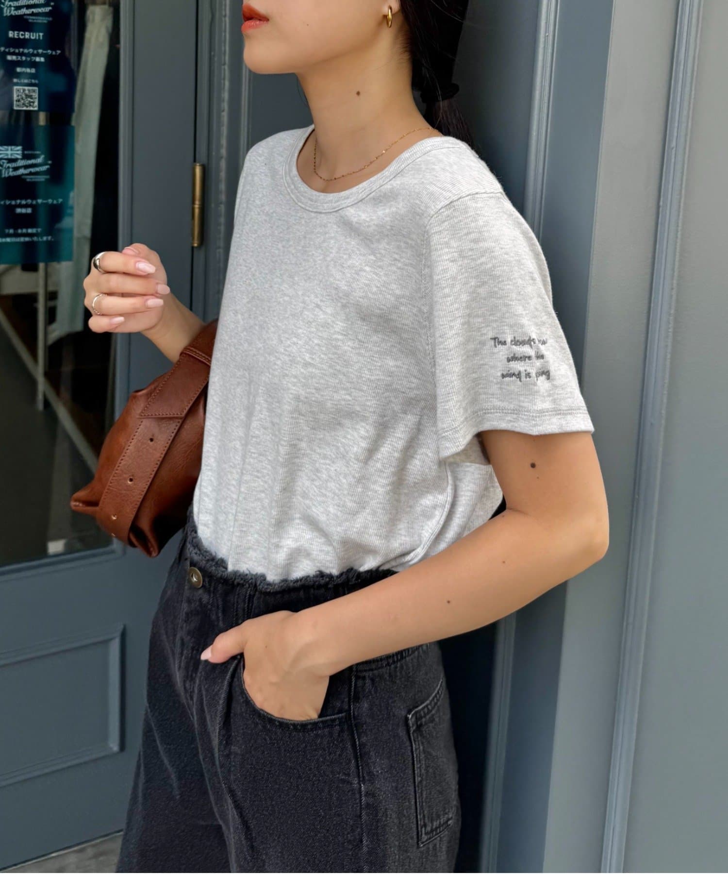 OUTLET(アウトレット) 【CIAOPANIC TYPY】ワンポイント刺繍リブコンパクト半袖Tee