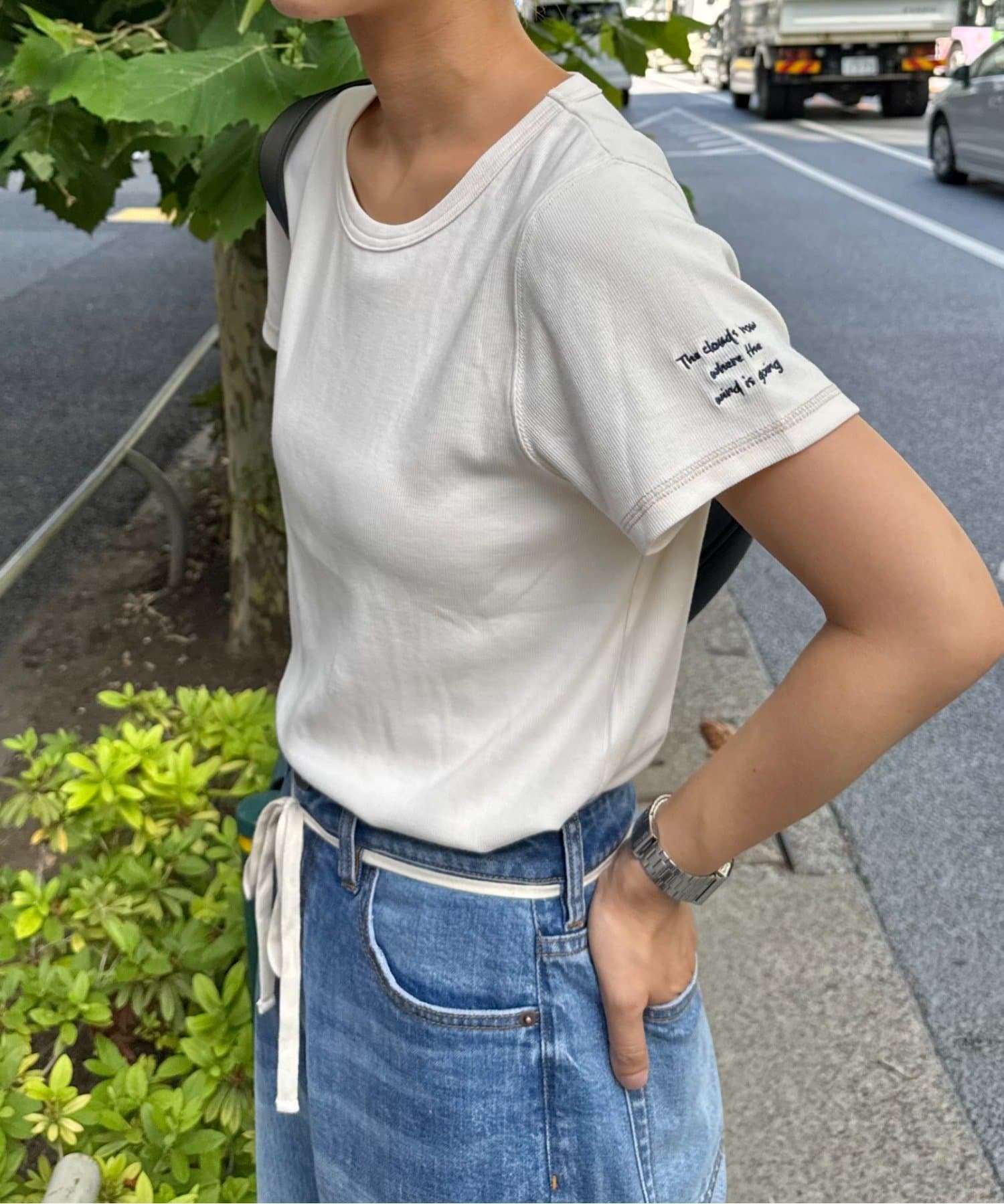 OUTLET(アウトレット) 【CIAOPANIC TYPY】ワンポイント刺繍リブコンパクト半袖Tee