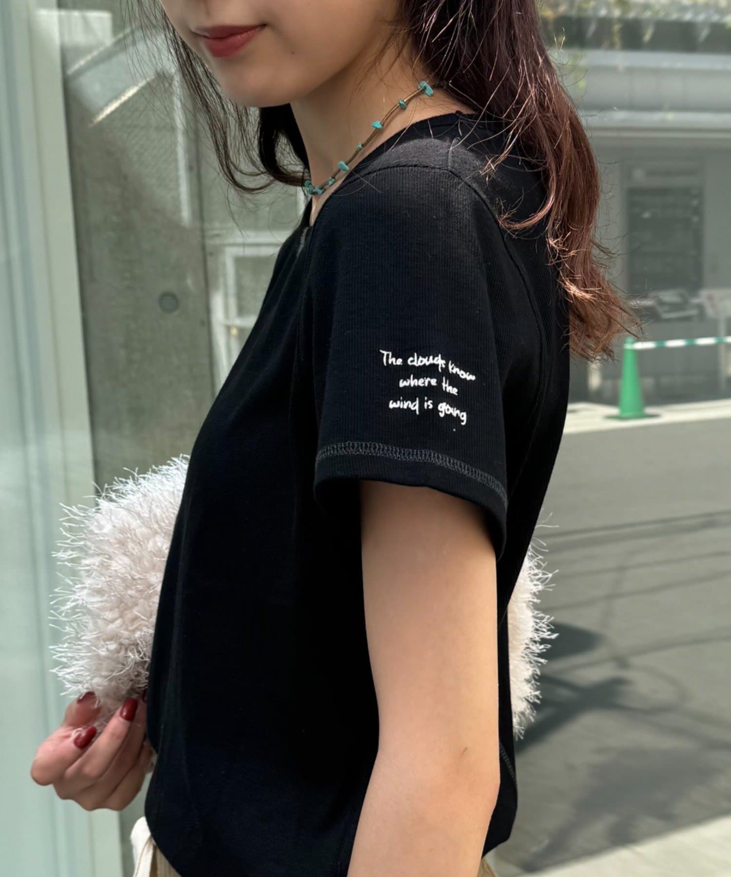 OUTLET(アウトレット) 【CIAOPANIC TYPY】ワンポイント刺繍リブコンパクト半袖Tee