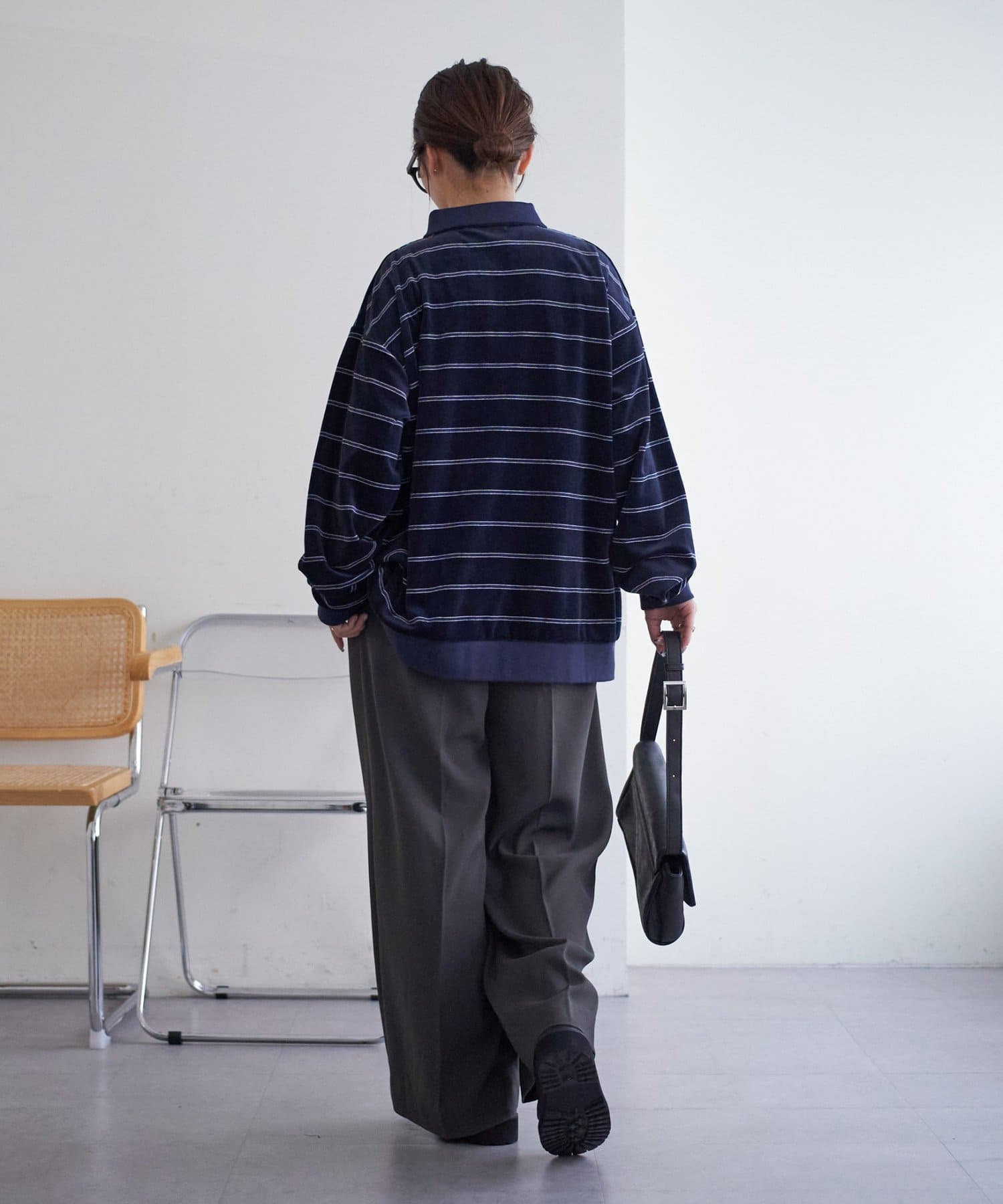 OUTLET(アウトレット) 【Discoat】【ユニセックス】ベロアボーダーポロ