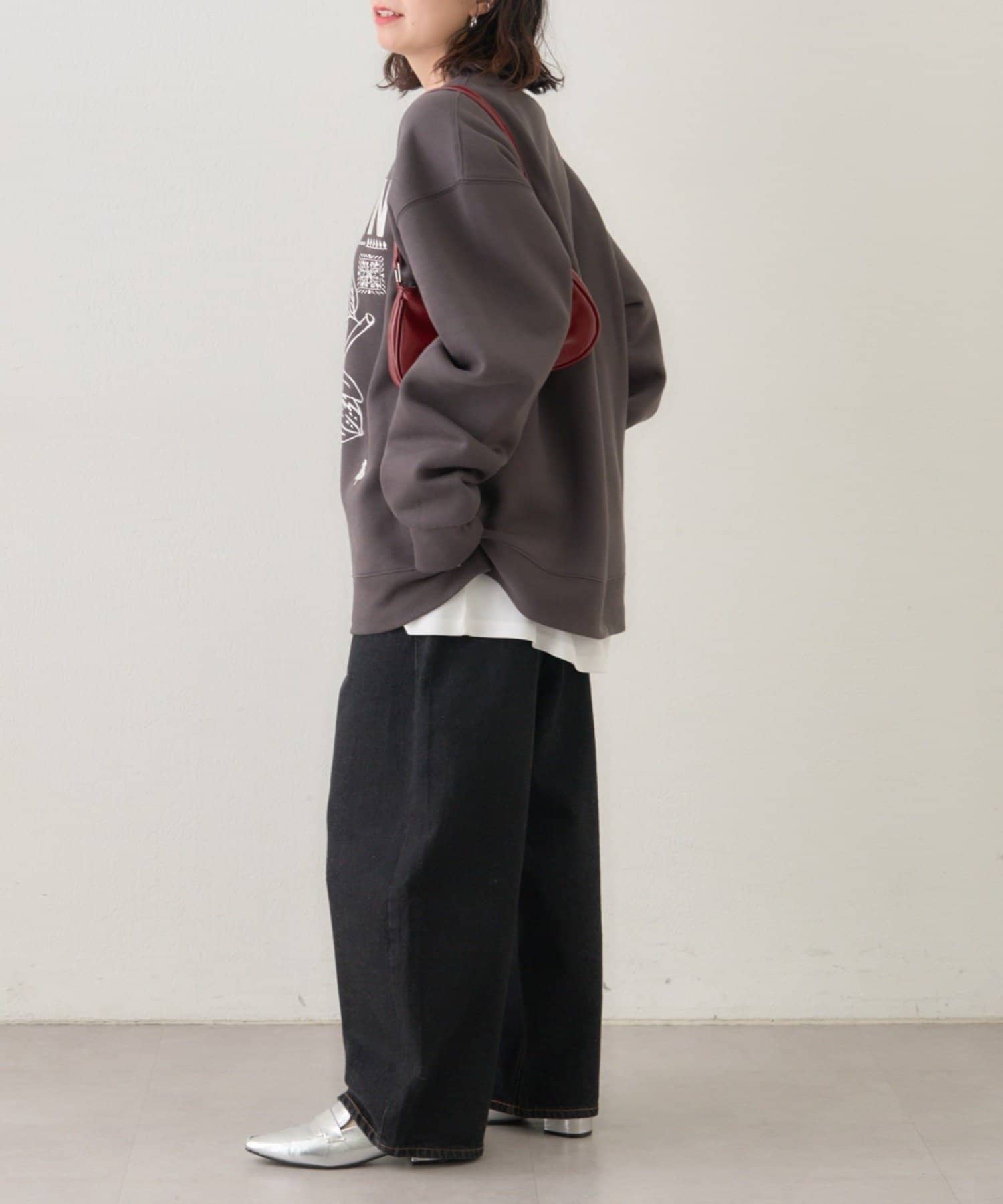 Remind me and forever(リマインドミーアンドフォーエバー) 【NUNIFE】図案刺繍裏起毛スウェット