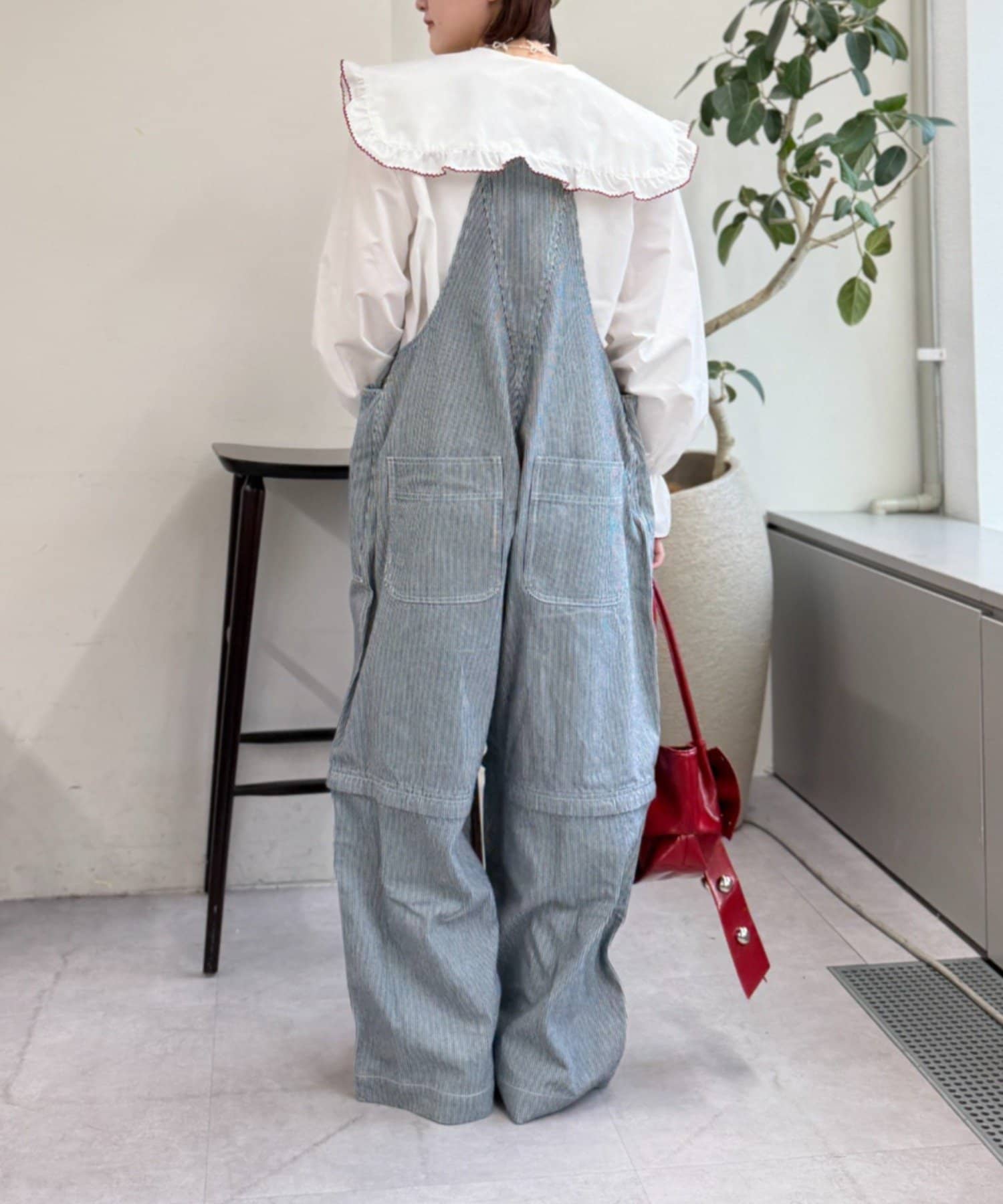 w closet(ダブルクローゼット) ヒッコリーサロペット