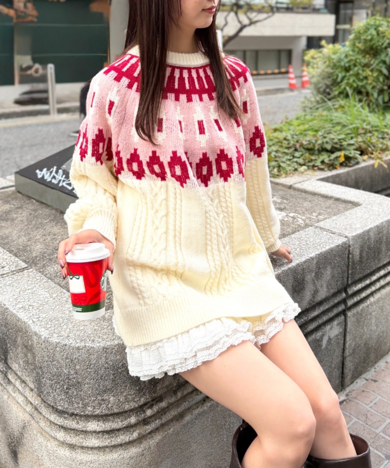 w closet(ダブルクローゼット) ノルディックアランニット