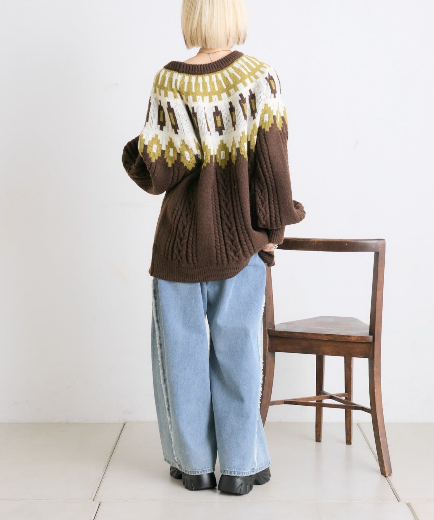 w closet(ダブルクローゼット) ノルディックアランニット