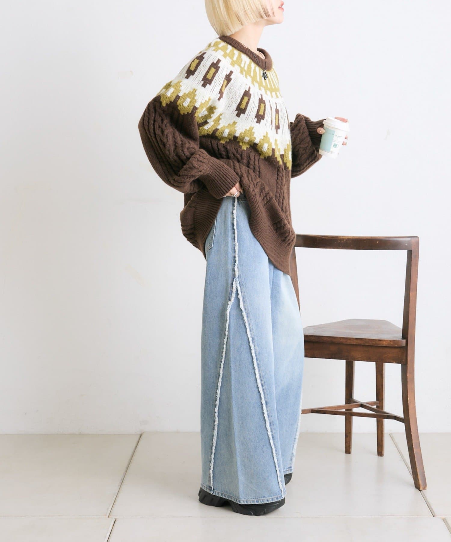 w closet(ダブルクローゼット) ノルディックアランニット