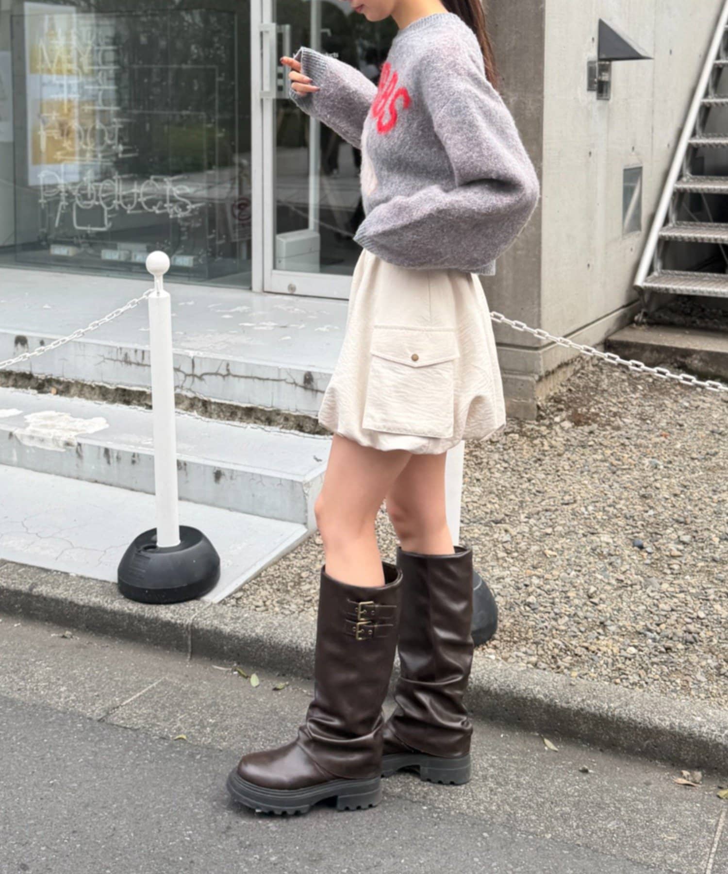 w closet(ダブルクローゼット) DOGショートニット