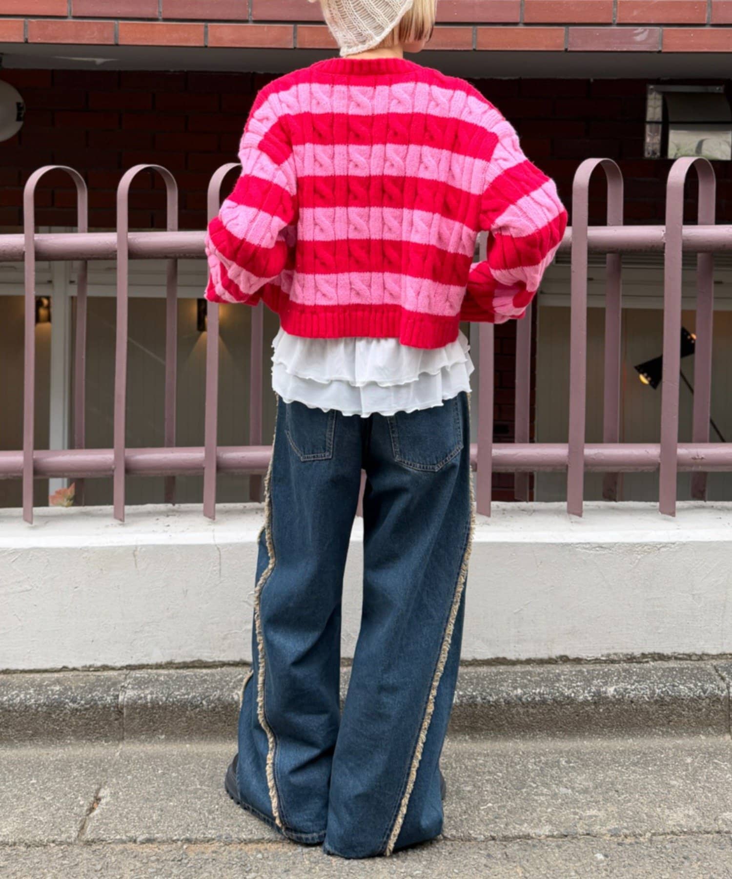 w closet(ダブルクローゼット) ボーダーアランニット