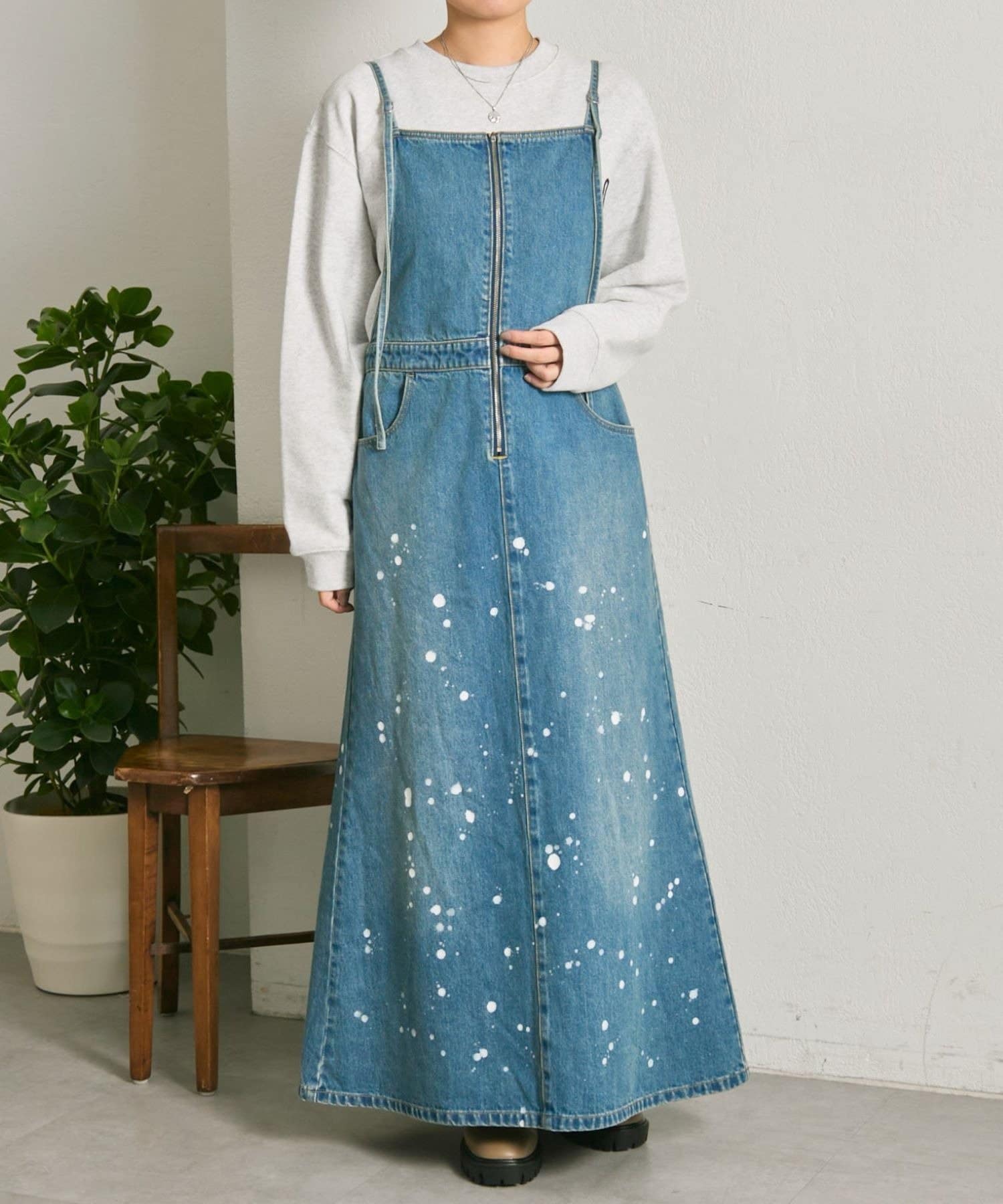 ear PAPILLONNER(イア パピヨネ) 《動画あり》ペイントデニムキャミジャンスカ【SUM1 STYLE(スミスタイル)】