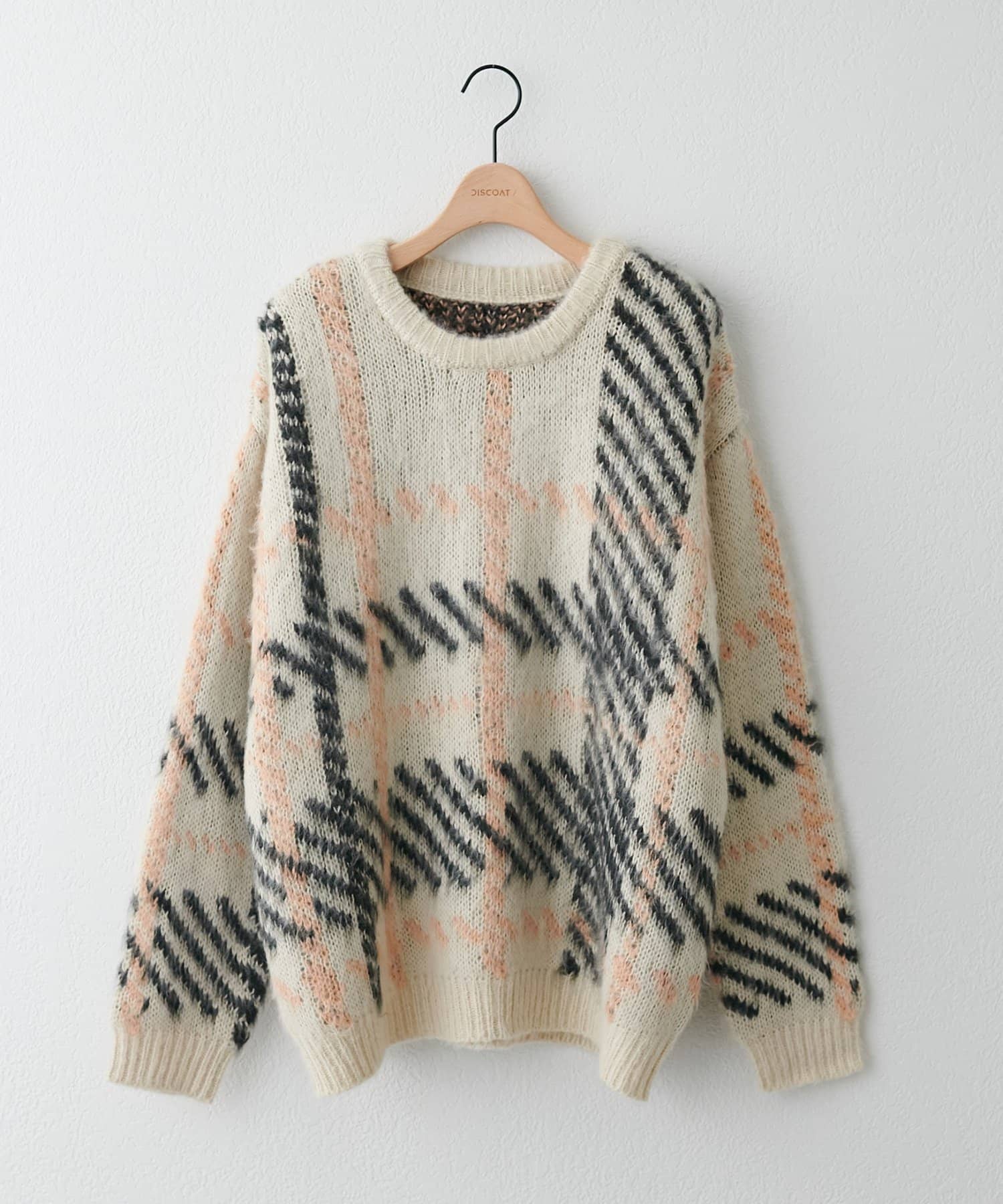 DISCOAT(ディスコート) チェックガラオーバーニット