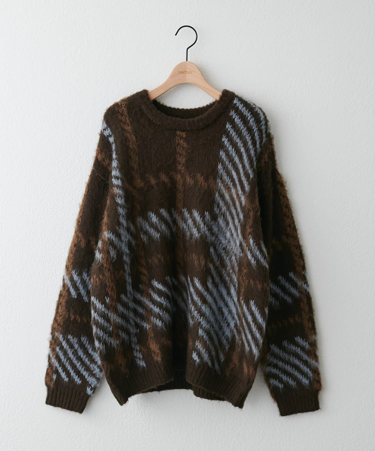 DISCOAT(ディスコート) チェックガラオーバーニット