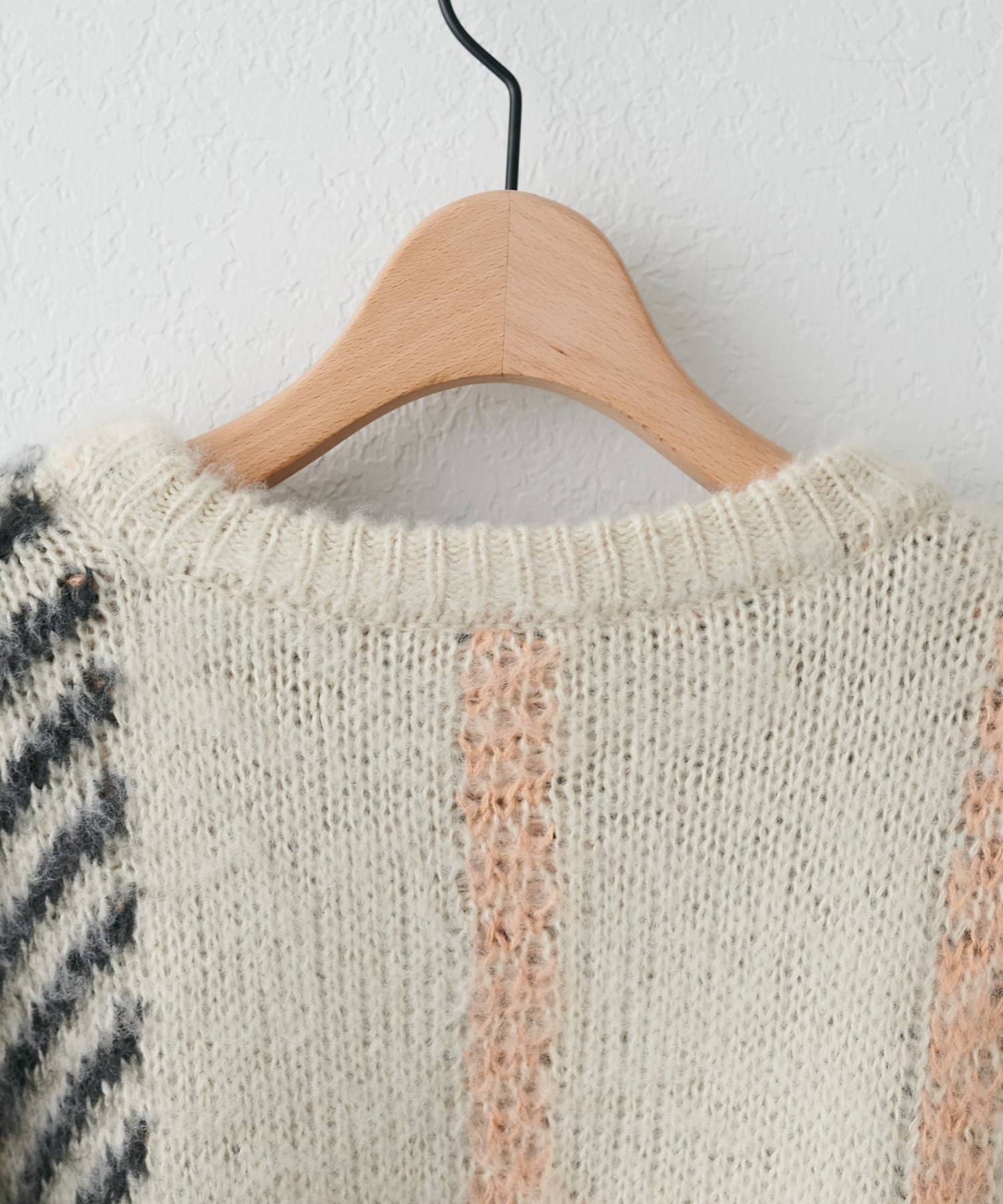 DISCOAT(ディスコート) 【ゆるっとこなれ感/１枚でコーデが仕上がる♪】チェックガラオーバーニット