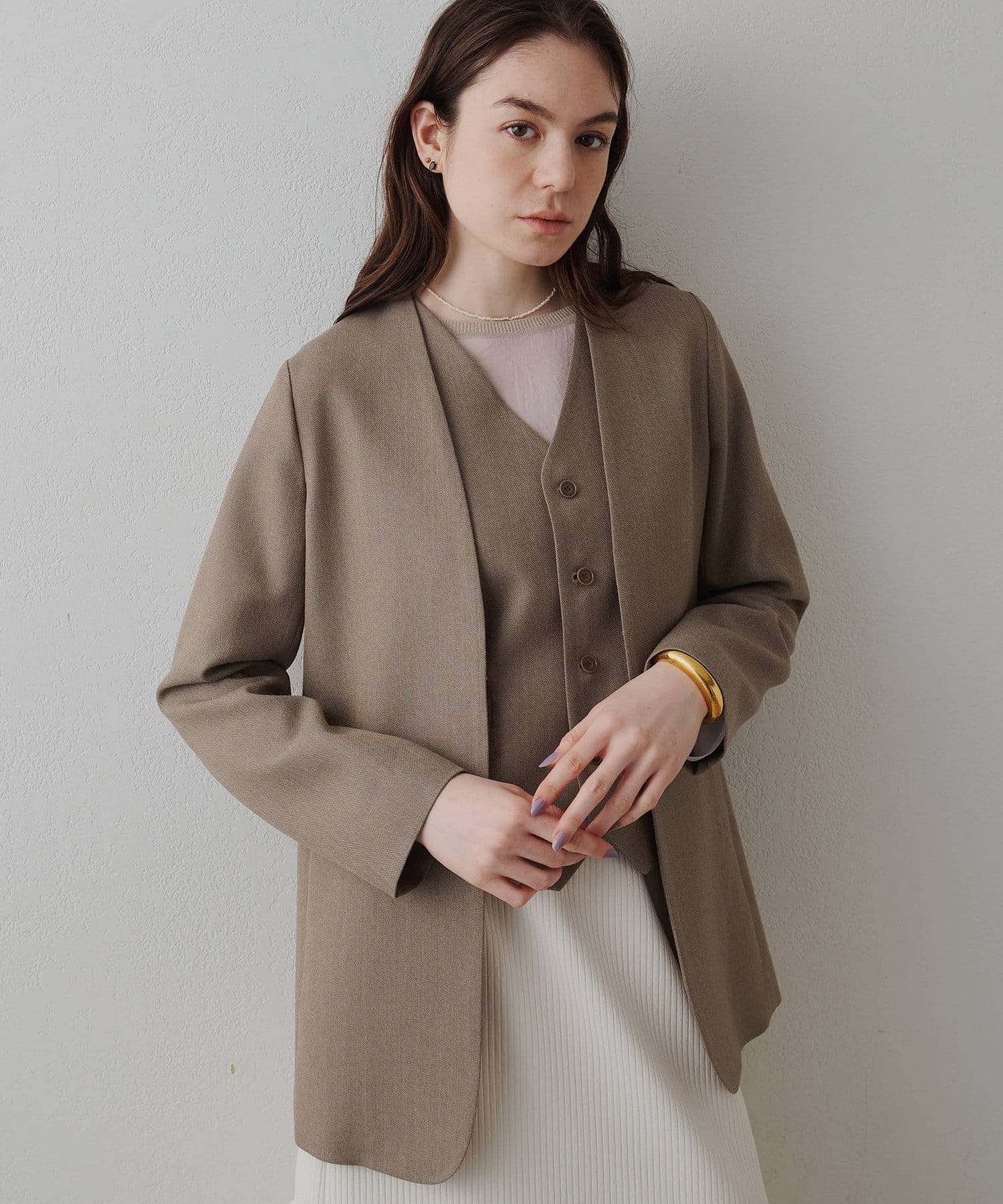 Drawing Numbers(ドローイングナンバーズ) 《セットアップ対応可》オーガニックウールノーカラージャケット