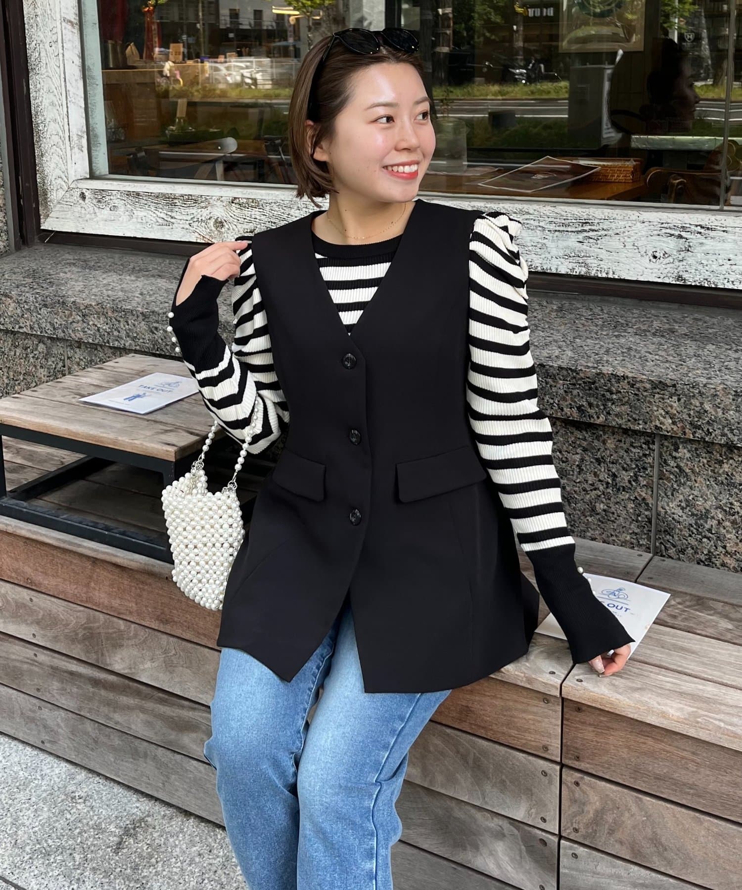 prose verse(プロズヴェール) 【MOMO】フレアペプラムVネックジレ