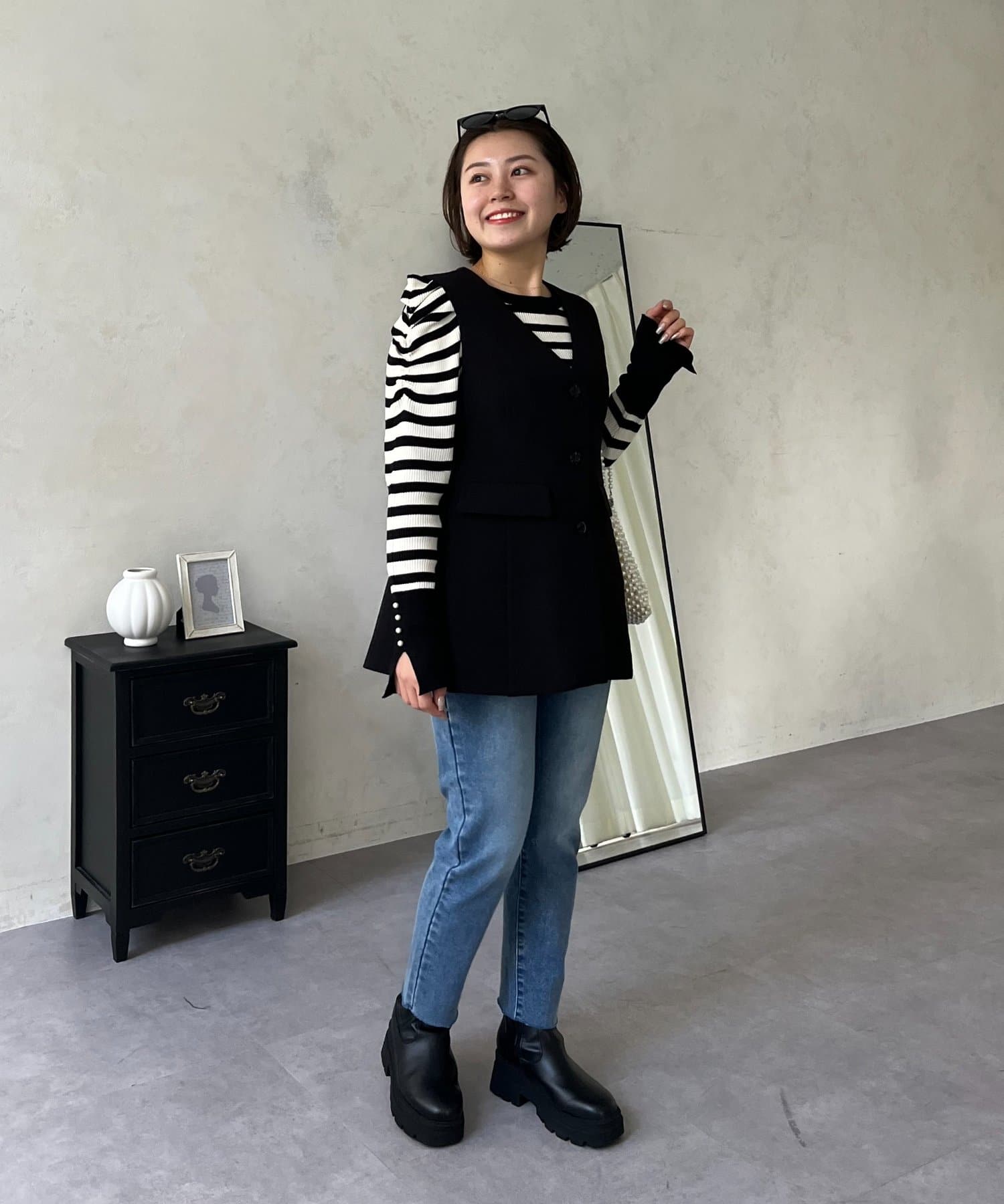 prose verse(プロズヴェール) 【MOMO】フレアペプラムVネックジレ