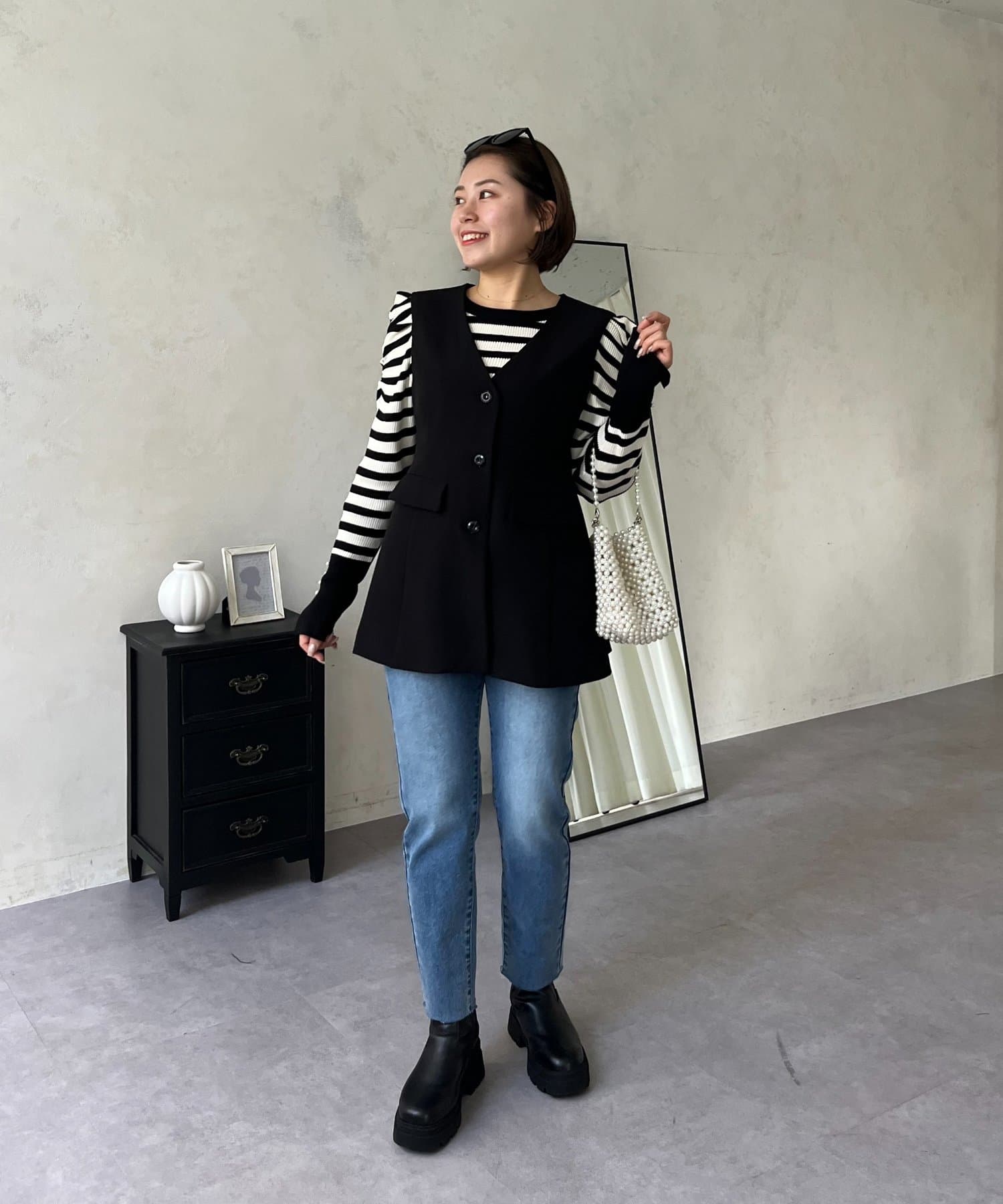 prose verse(プロズヴェール) 【MOMO】フレアペプラムVネックジレ