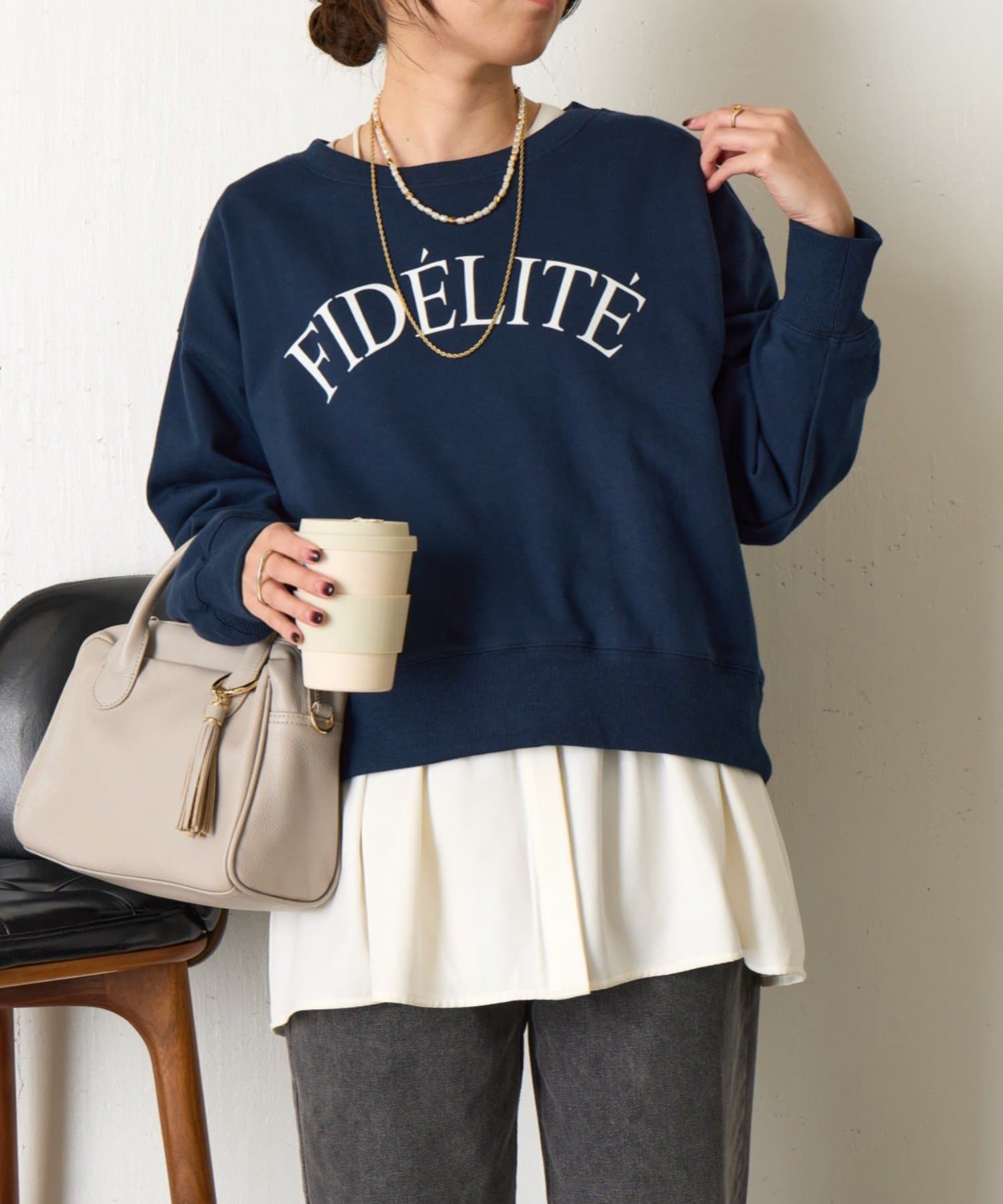 Jena　espace merveilleux(ジェナ　エスパスメルヴェイユ) ミニ裏毛フロッキーロゴカットソー