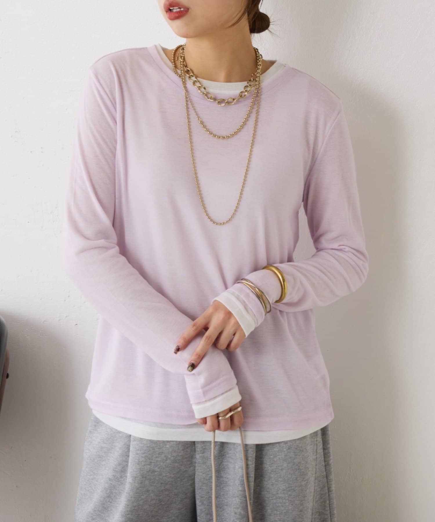 Jena　espace merveilleux(ジェナ　エスパスメルヴェイユ) 【2点セット/春まで着れる】2セットシアーロンT