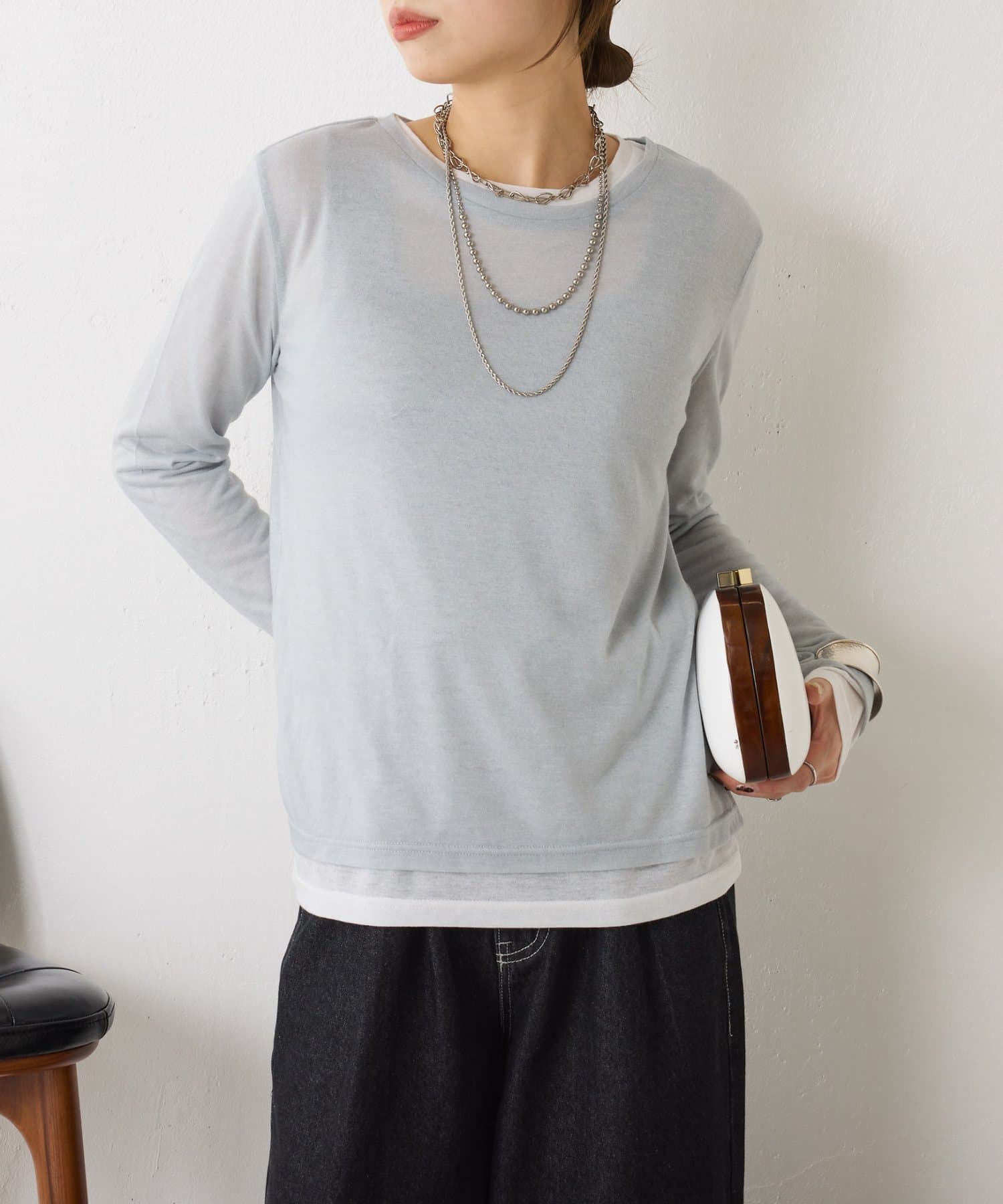 Jena　espace merveilleux(ジェナ　エスパスメルヴェイユ) 【2点セット/春まで着れる】2セットシアーロンT