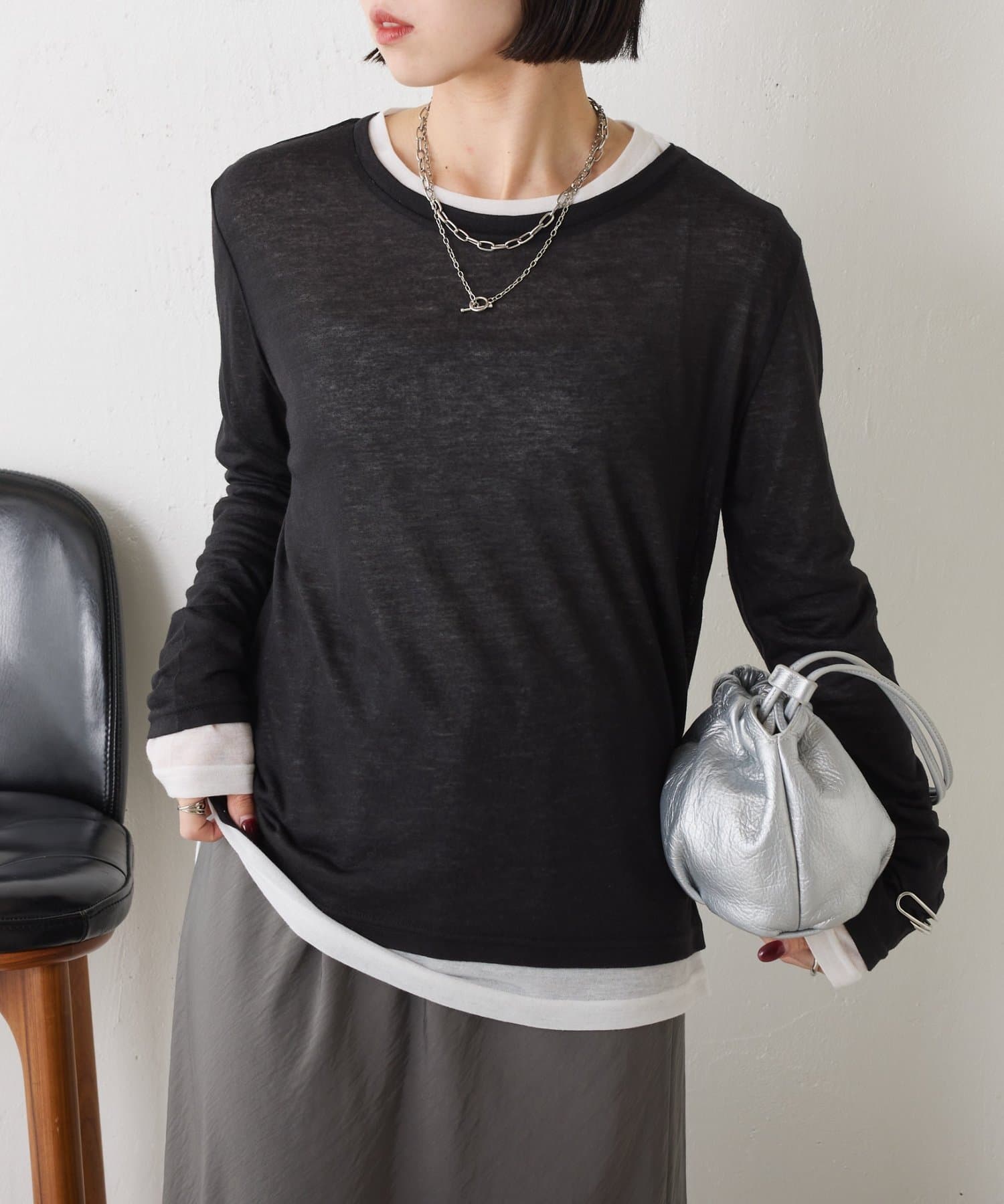 Jena　espace merveilleux(ジェナ　エスパスメルヴェイユ) 【2点セット/春まで着れる】2セットシアーロンT