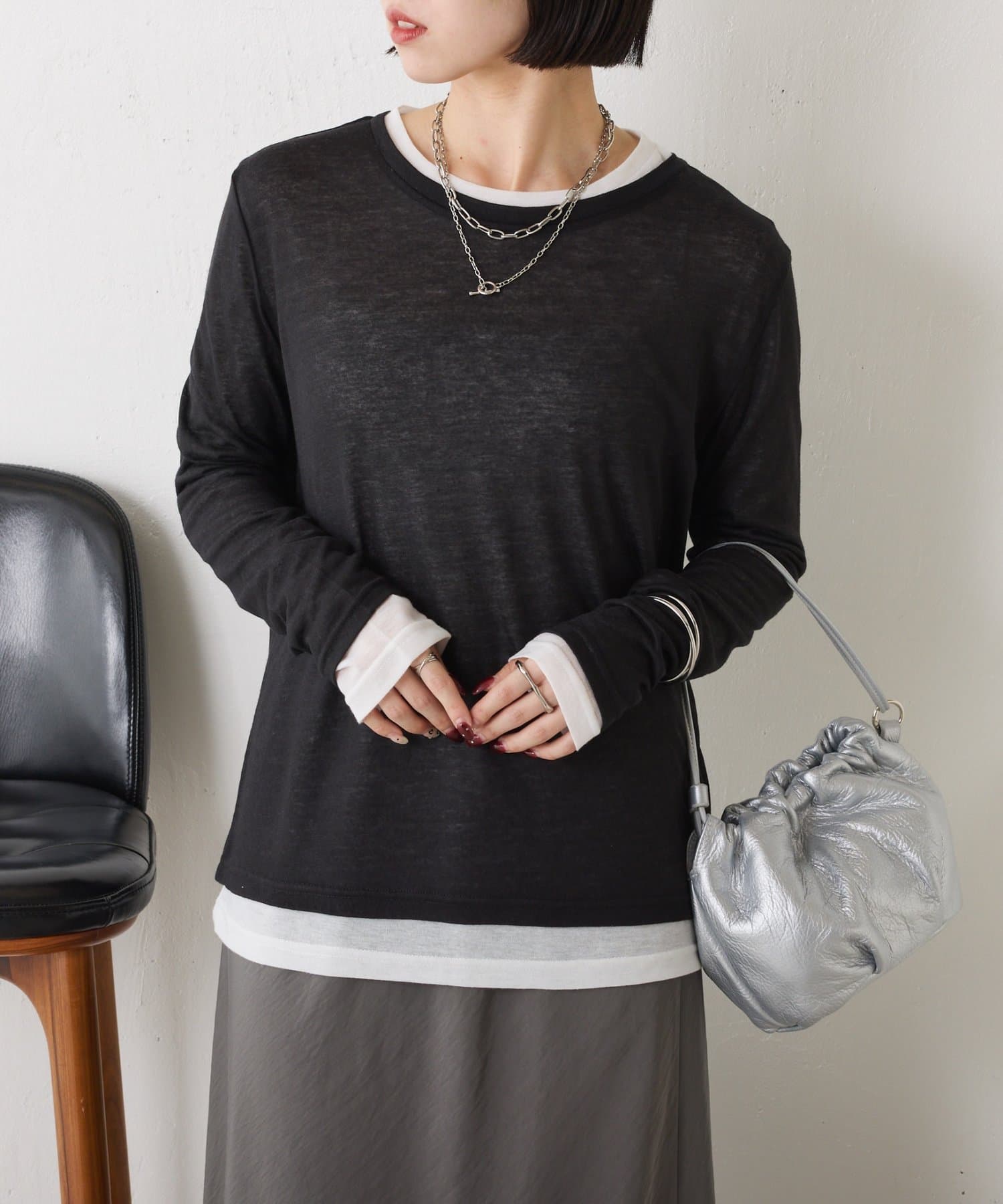 Jena　espace merveilleux(ジェナ　エスパスメルヴェイユ) 【2点セット/春まで着れる】2セットシアーロンT