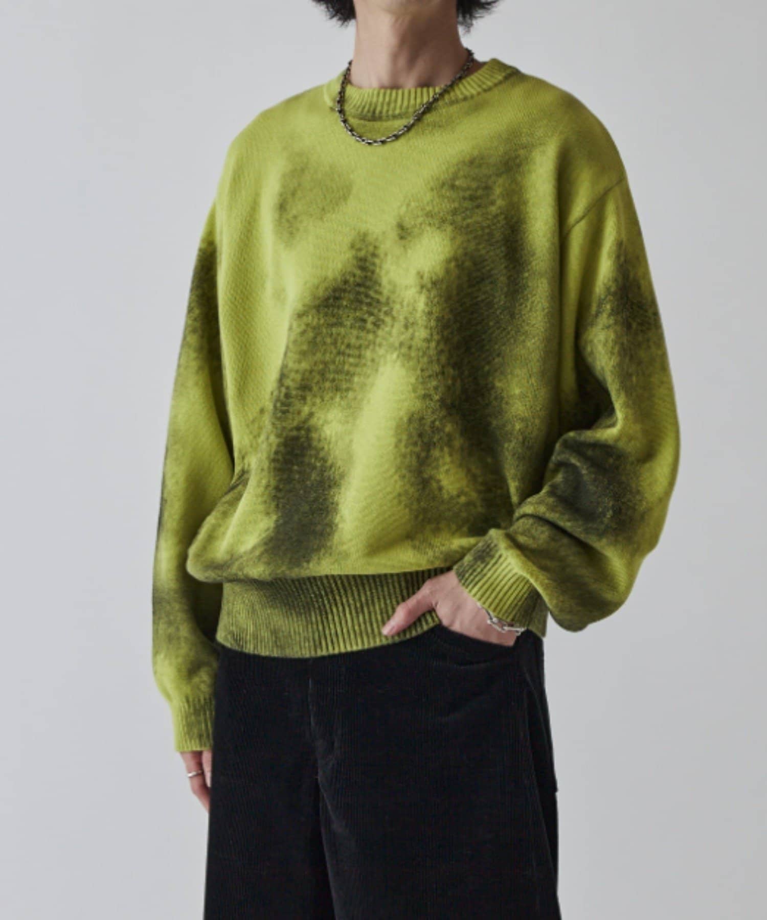 Lui's(ルイス) スプレープリントクルーネックニット