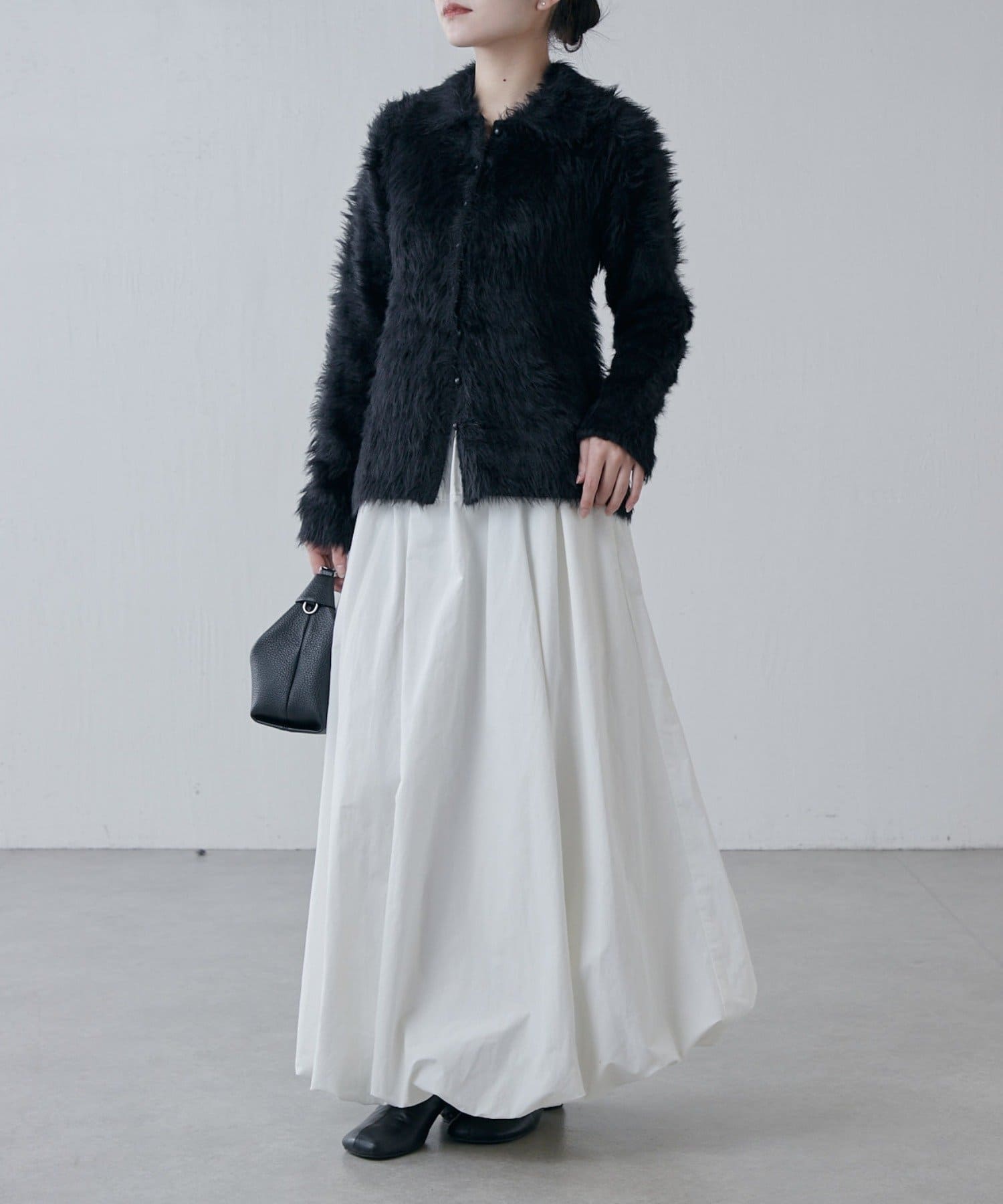 Lui's(ルイス) 【スタイルアップ◎】シャギー衿付きニットカーディガン