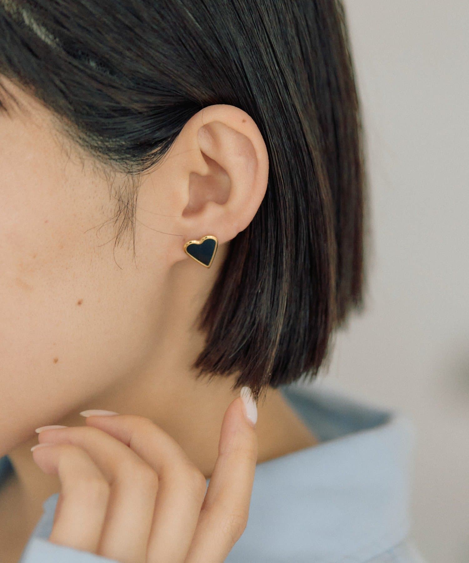 ear PAPILLONNER(イア パピヨネ) 《金属アレルギー対応/ステンレス》フラットカラーハートピアス