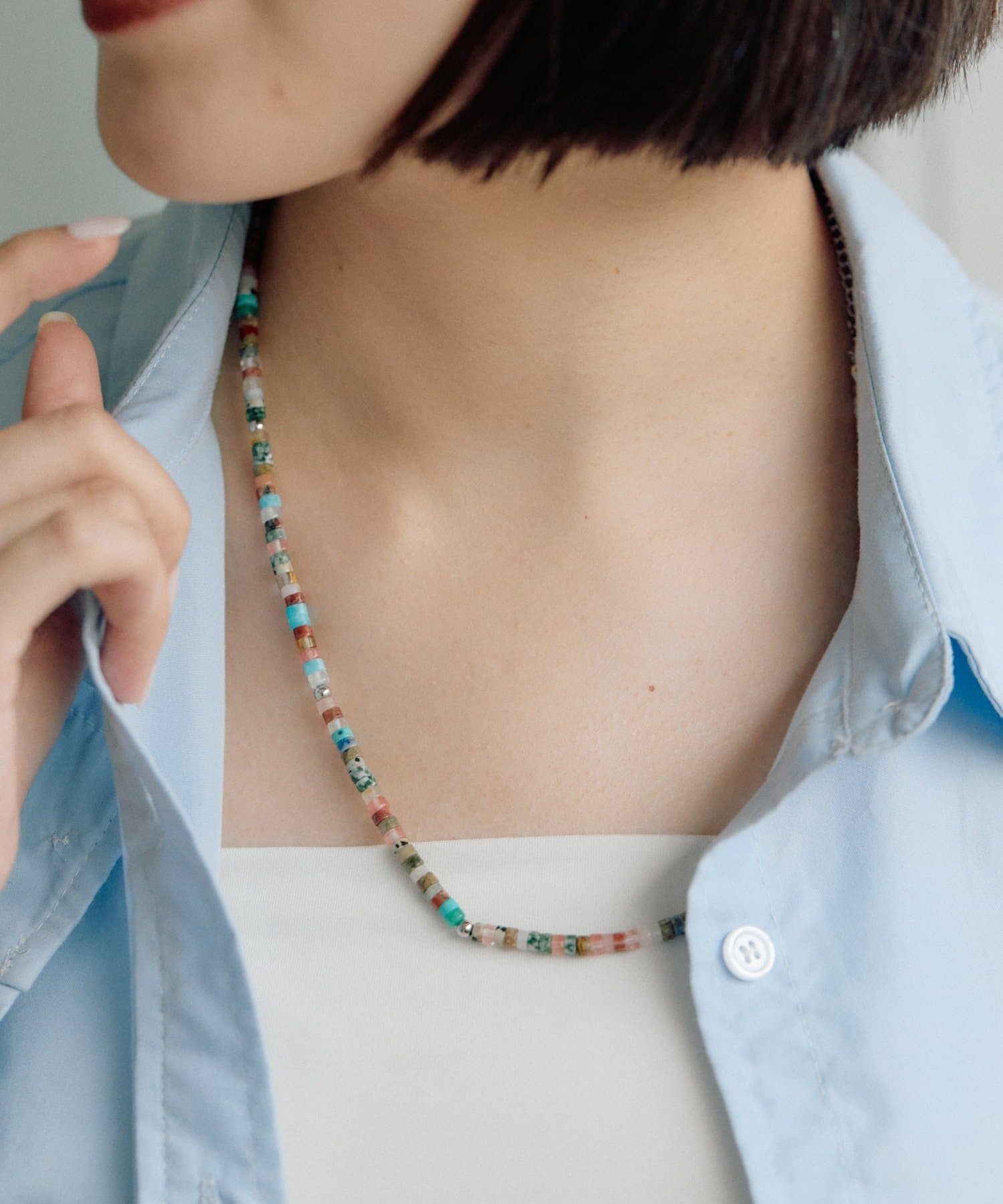 ear PAPILLONNER(イア パピヨネ) 《WEB限定》スライスMIXストーンネックレス