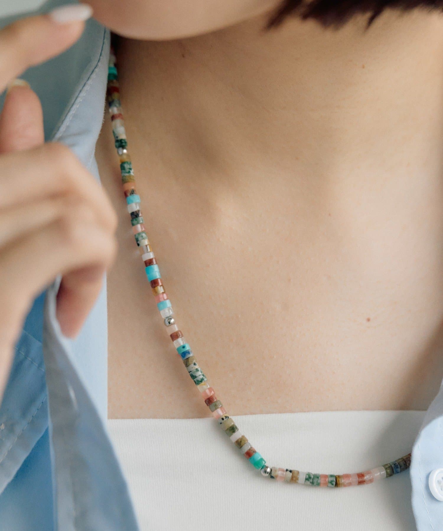 ear PAPILLONNER(イア パピヨネ) 《WEB限定》スライスMIXストーンネックレス