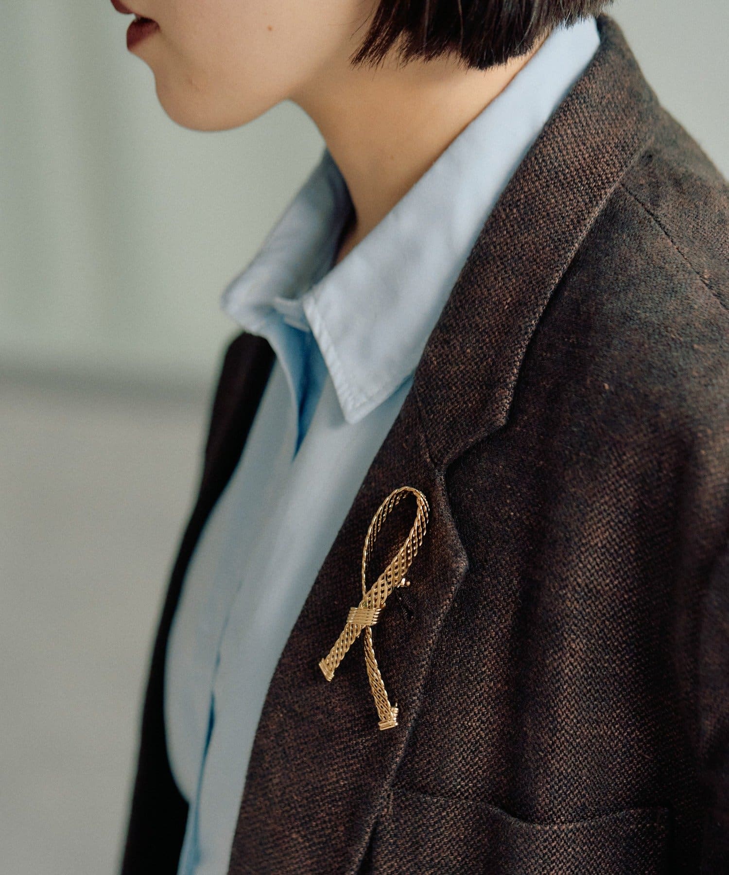 ear PAPILLONNER(イア パピヨネ) メッシュリボンクロスブローチ