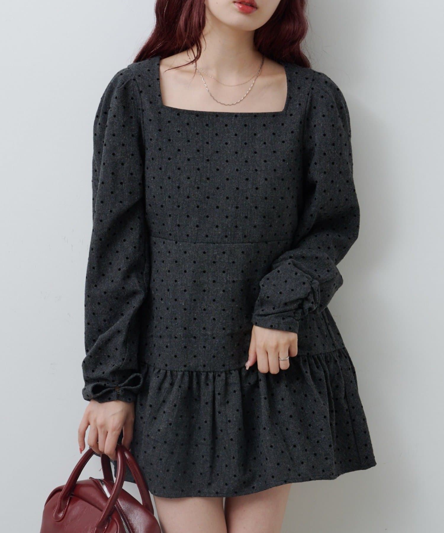 Kastane(カスタネ) 【11.8(土)12:00発売/WEB先行】ドットツイードミニワンピース