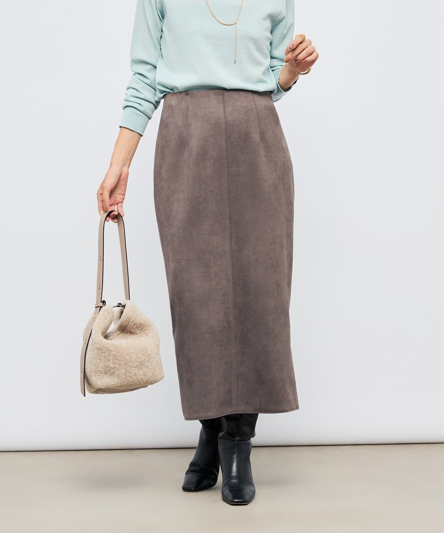 NOLLEY'S(ノーリーズ) ウォッシャブルスエードダンボールタイトスカート