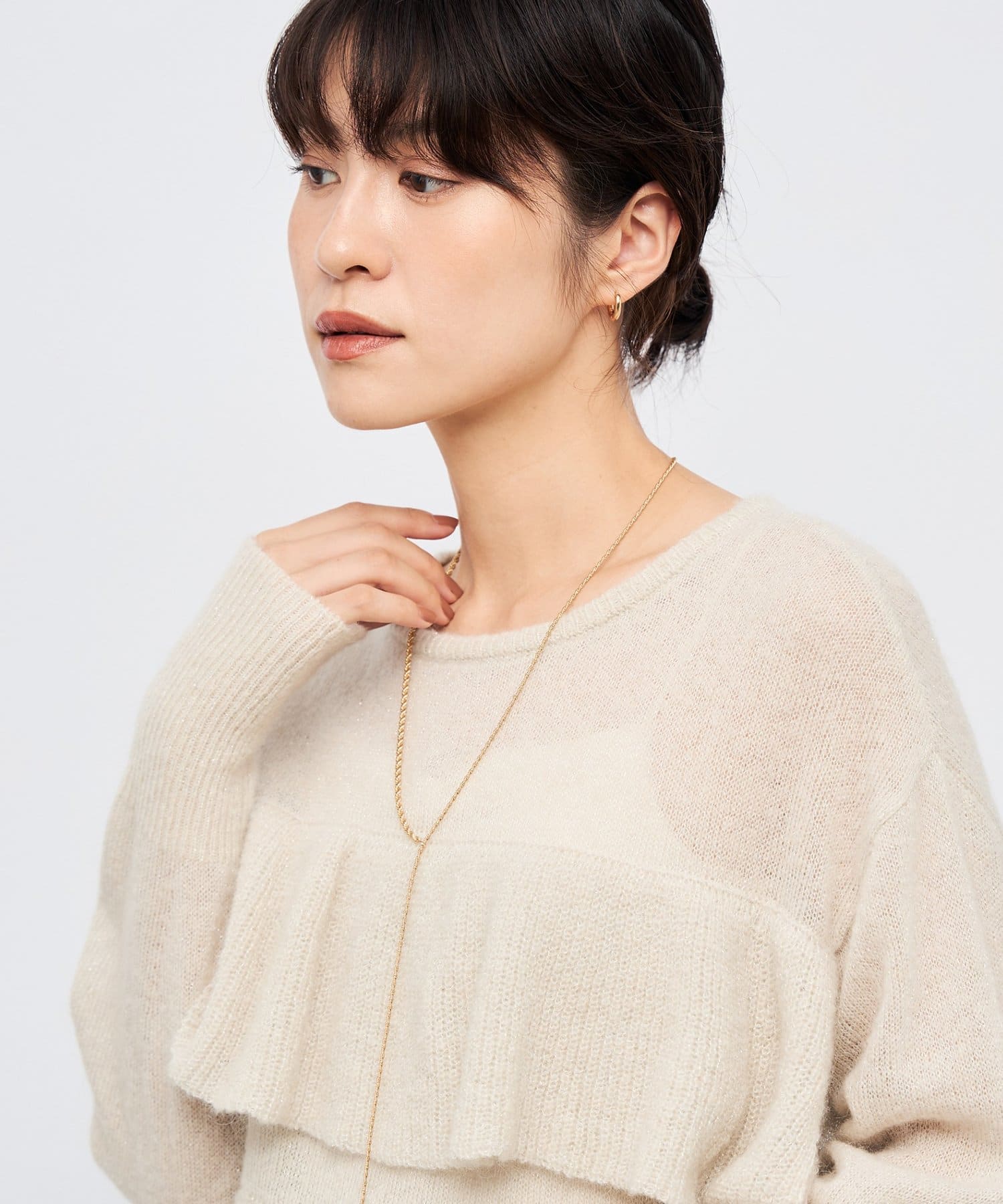 NOLLEY'S(ノーリーズ) 2WAYラメモヘヤラッフルプルオーバー