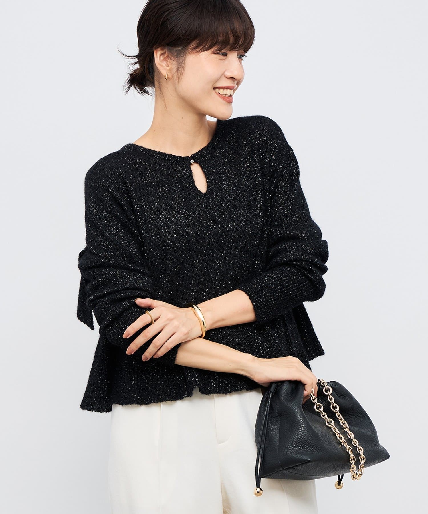 NOLLEY'S(ノーリーズ) 2WAYラメモヘヤラッフルプルオーバー