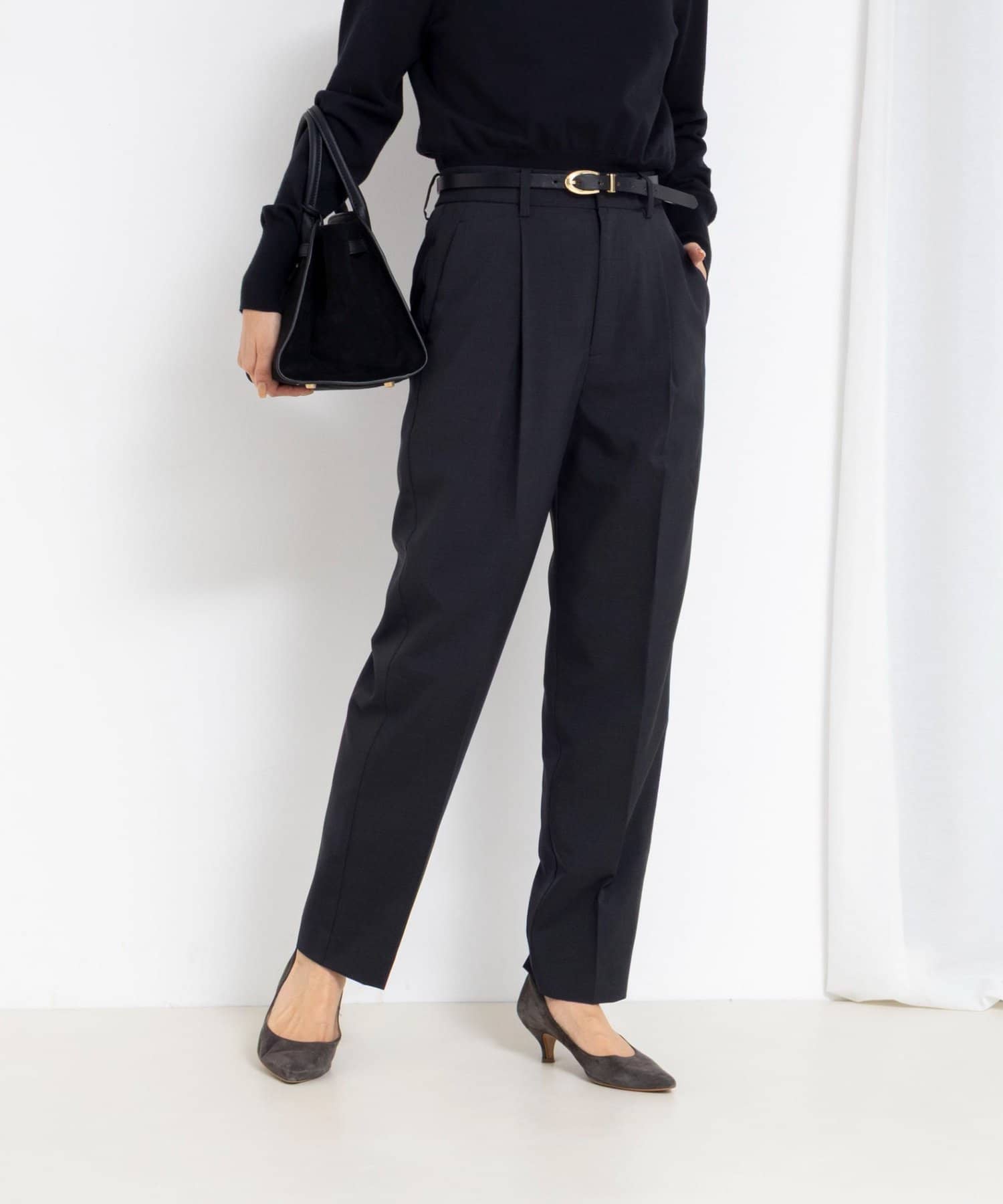 NOLLEY'S(ノーリーズ) 《セットアップ対応》ウォッシャブルタックテーパードパンツ