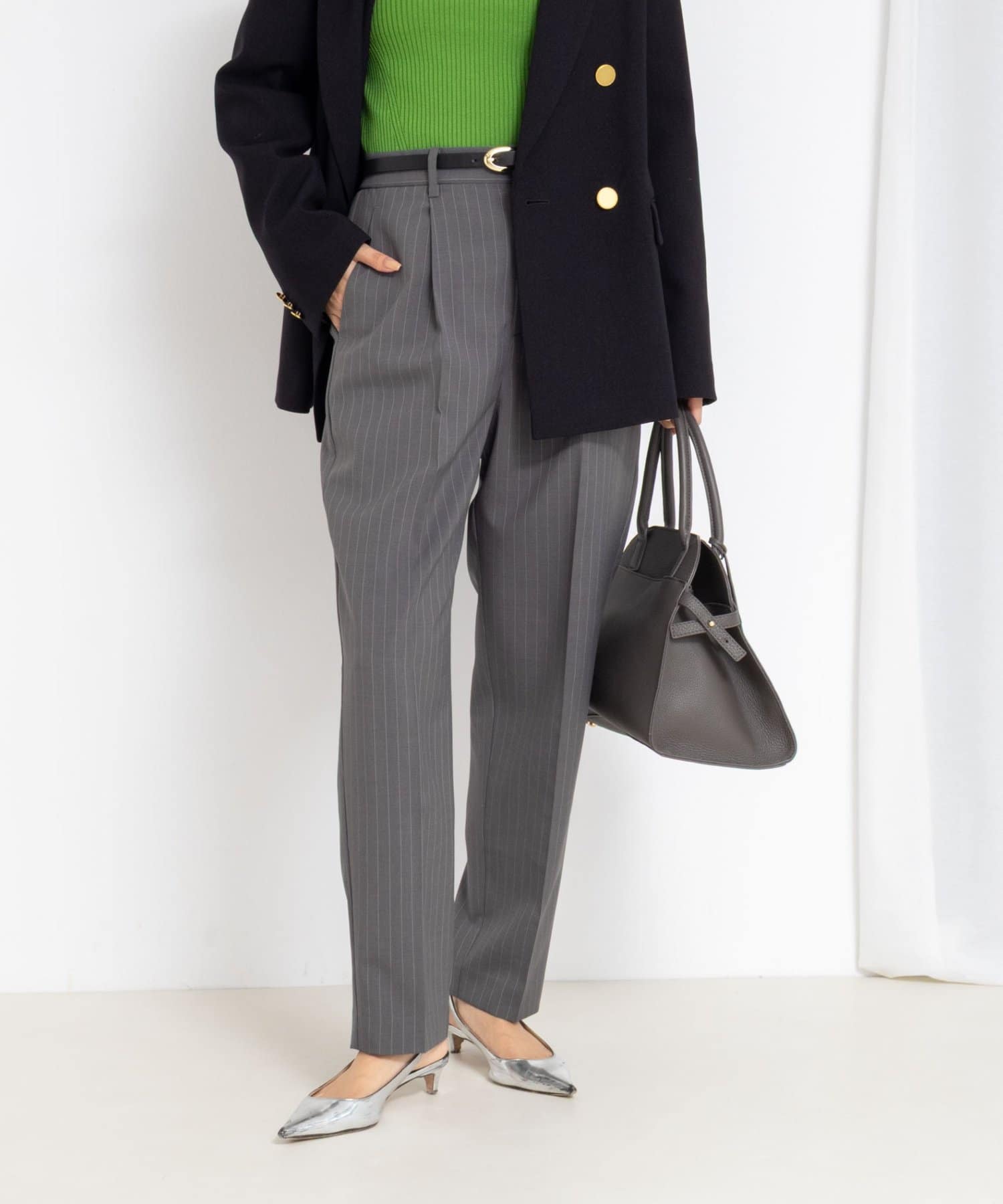 NOLLEY'S(ノーリーズ) 《セットアップ対応》ウォッシャブルタックテーパードパンツ