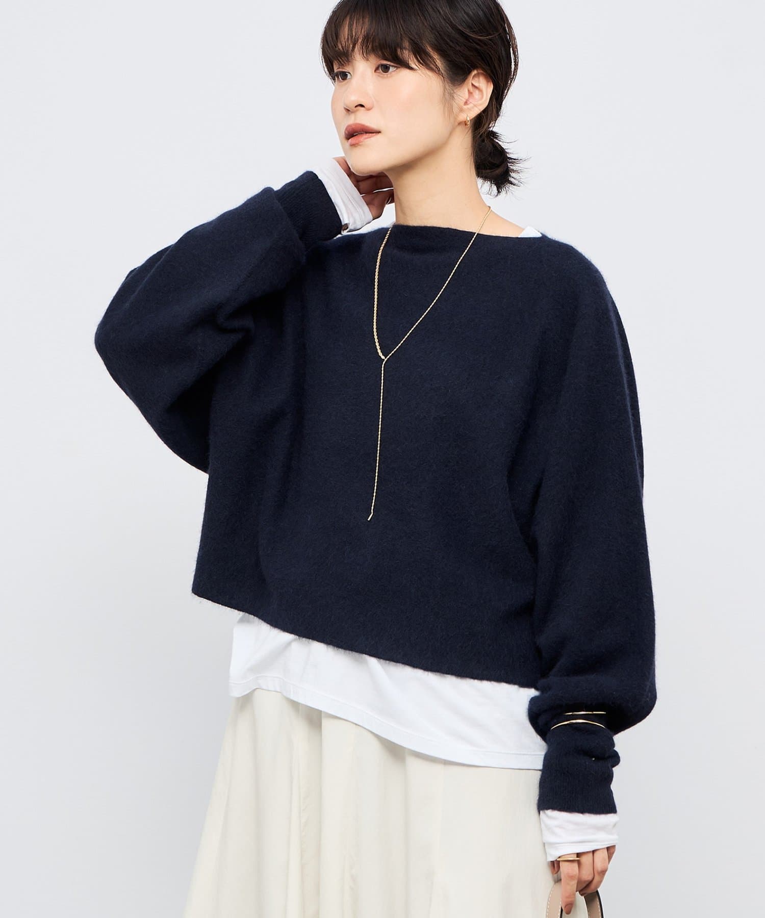 NOLLEY'S(ノーリーズ) 《手洗い可能》ウォッシャブルヘアリーショート丈プルオーバー