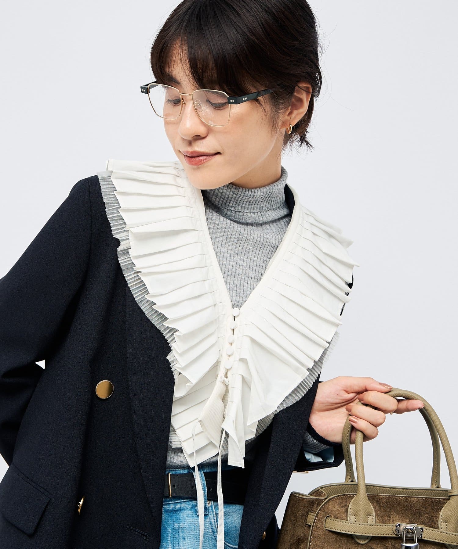 NOLLEY'S(ノーリーズ) タフタ＆チュールプリーツつけ襟