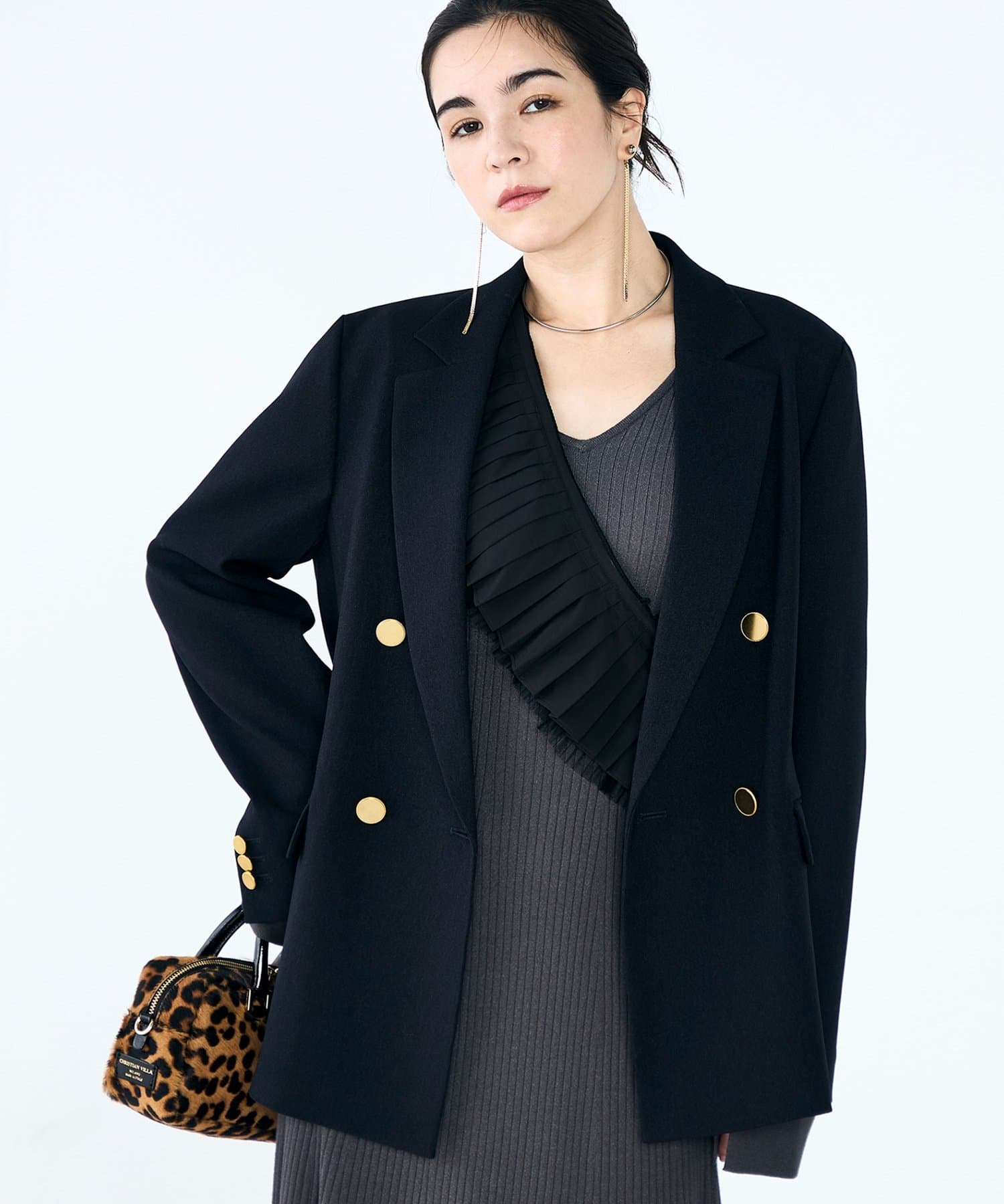 NOLLEY'S(ノーリーズ) タフタ＆チュールプリーツつけ襟