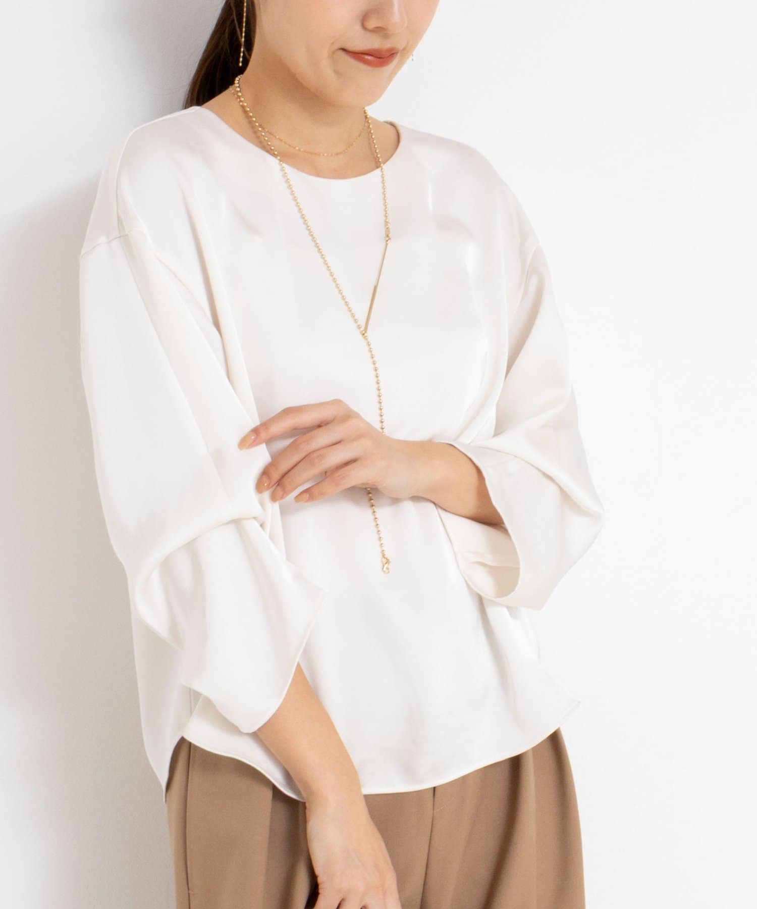 NOLLEY'S(ノーリーズ) ウォッシャブル2WAYサテンブラウス