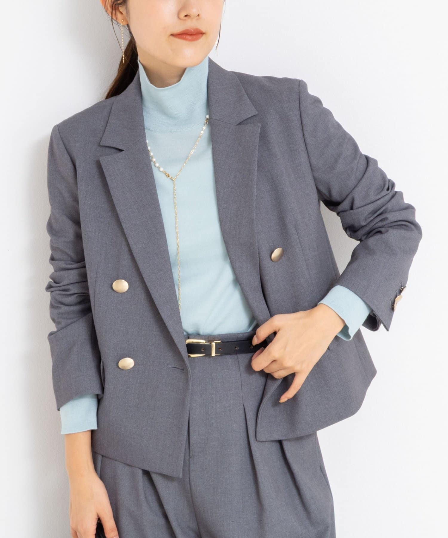 NOLLEY'S(ノーリーズ) 《セットアップ対応》ウォッシャブルウール混ツイルショートジャケット